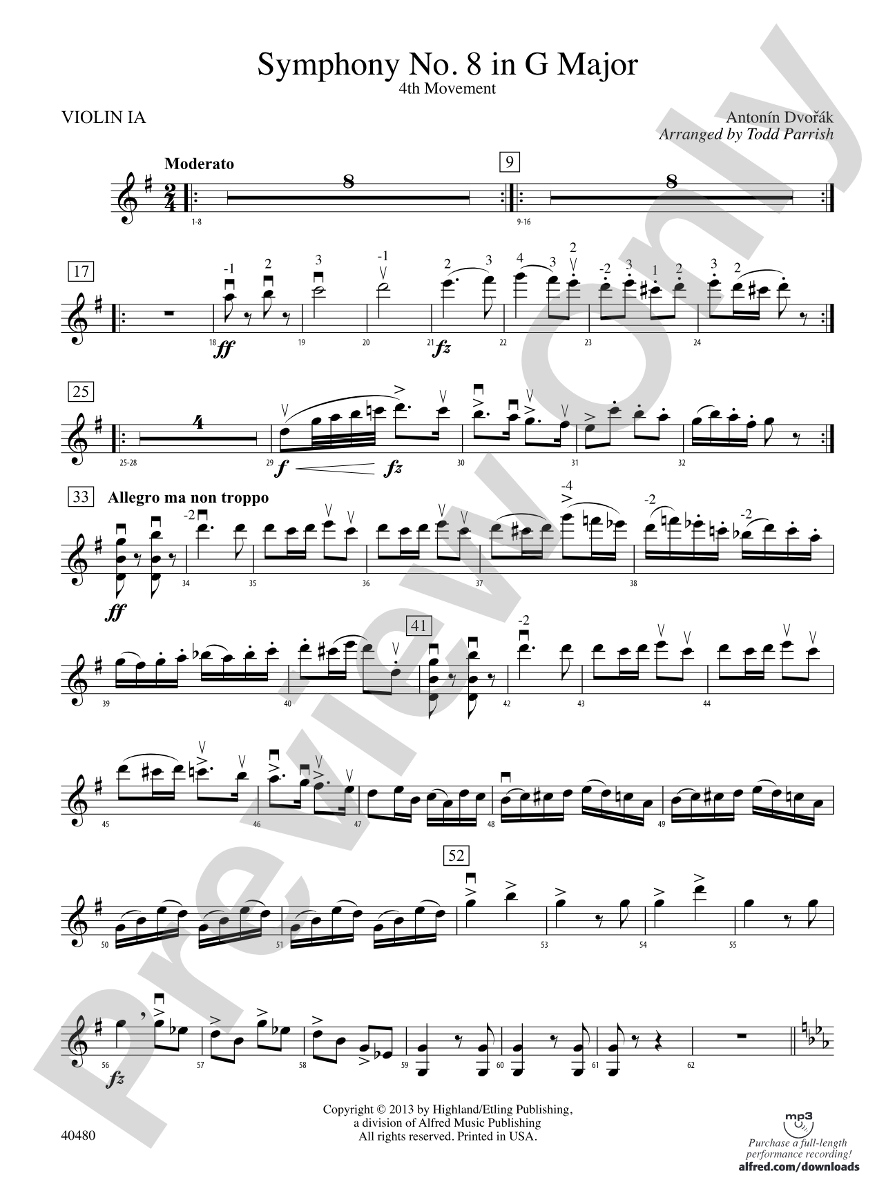 Symphony No. 8 in G Major: Violin 1A