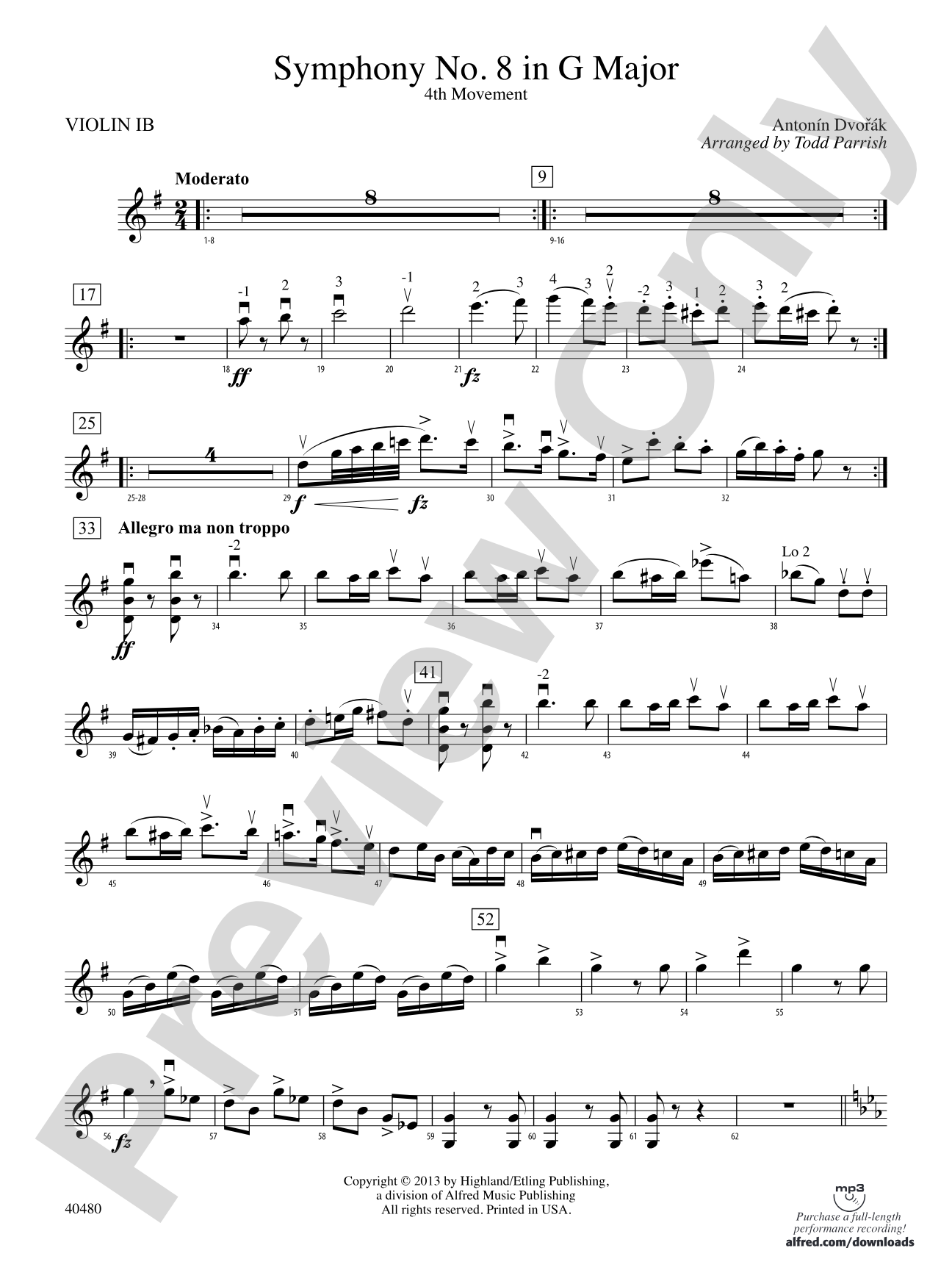 Symphony No. 8 in G Major: Violin 1B