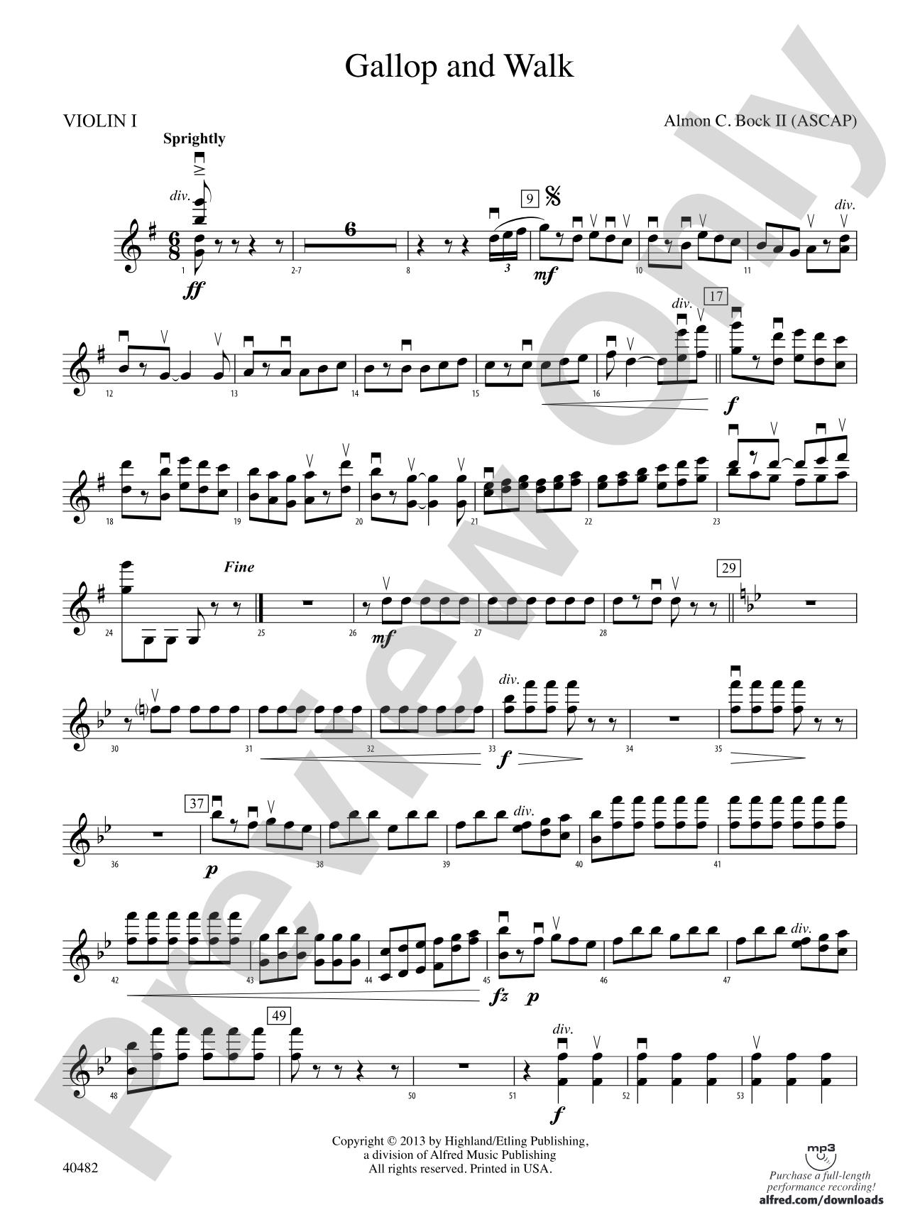Gallop and Walk: 1st Violin