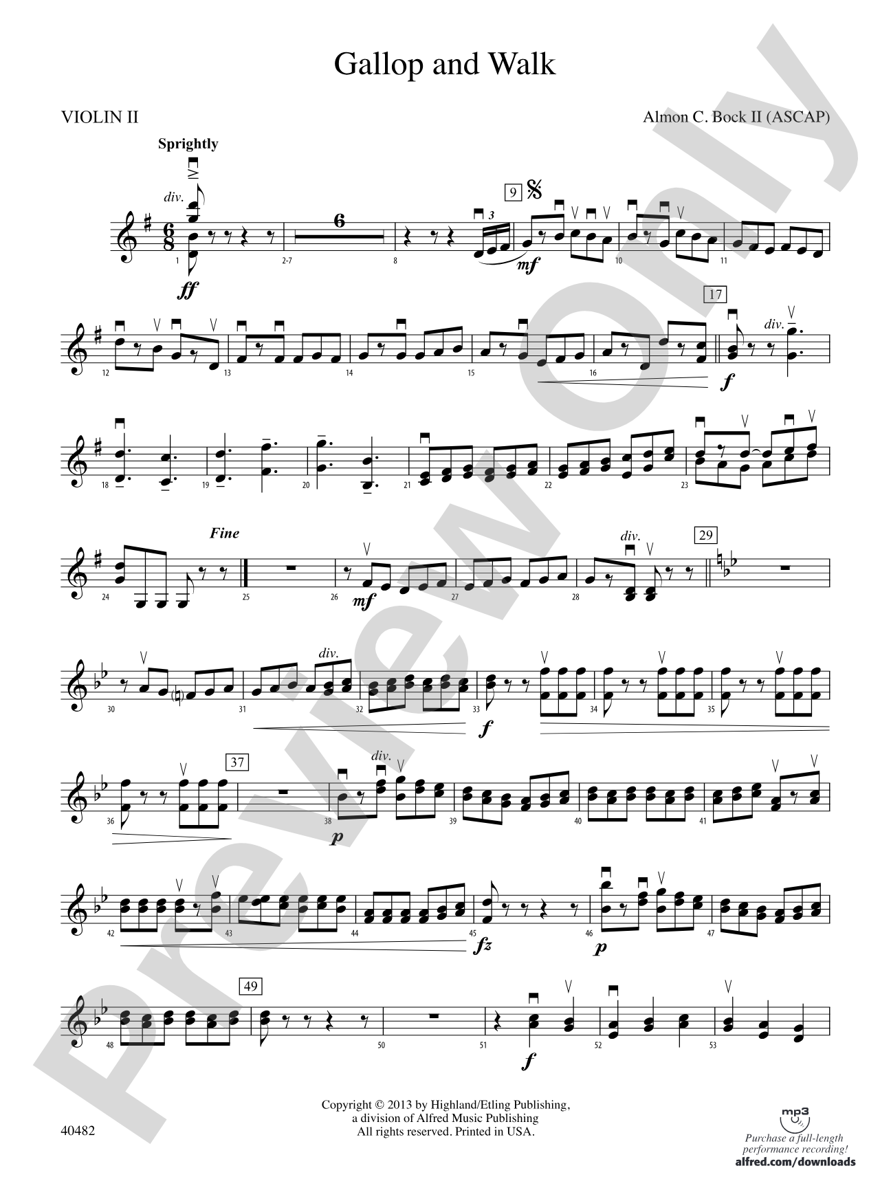 Gallop and Walk: 2nd Violin