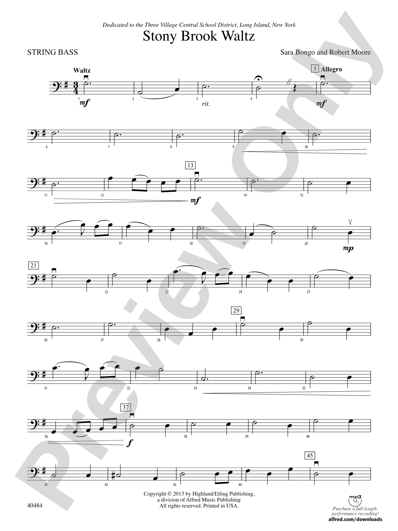 Stony Brook Waltz: String Bass