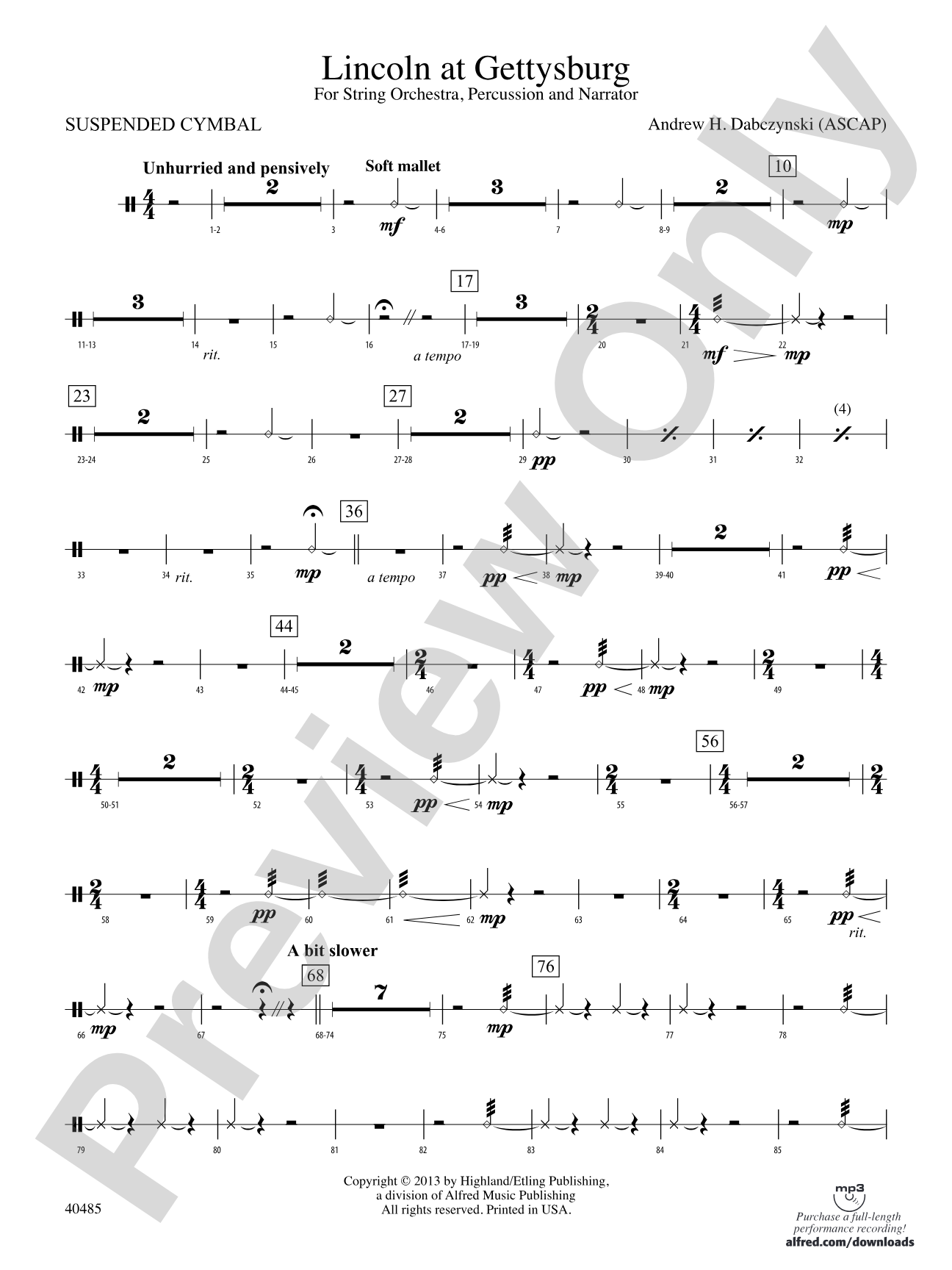 Lincoln at Gettysburg: Cymbals