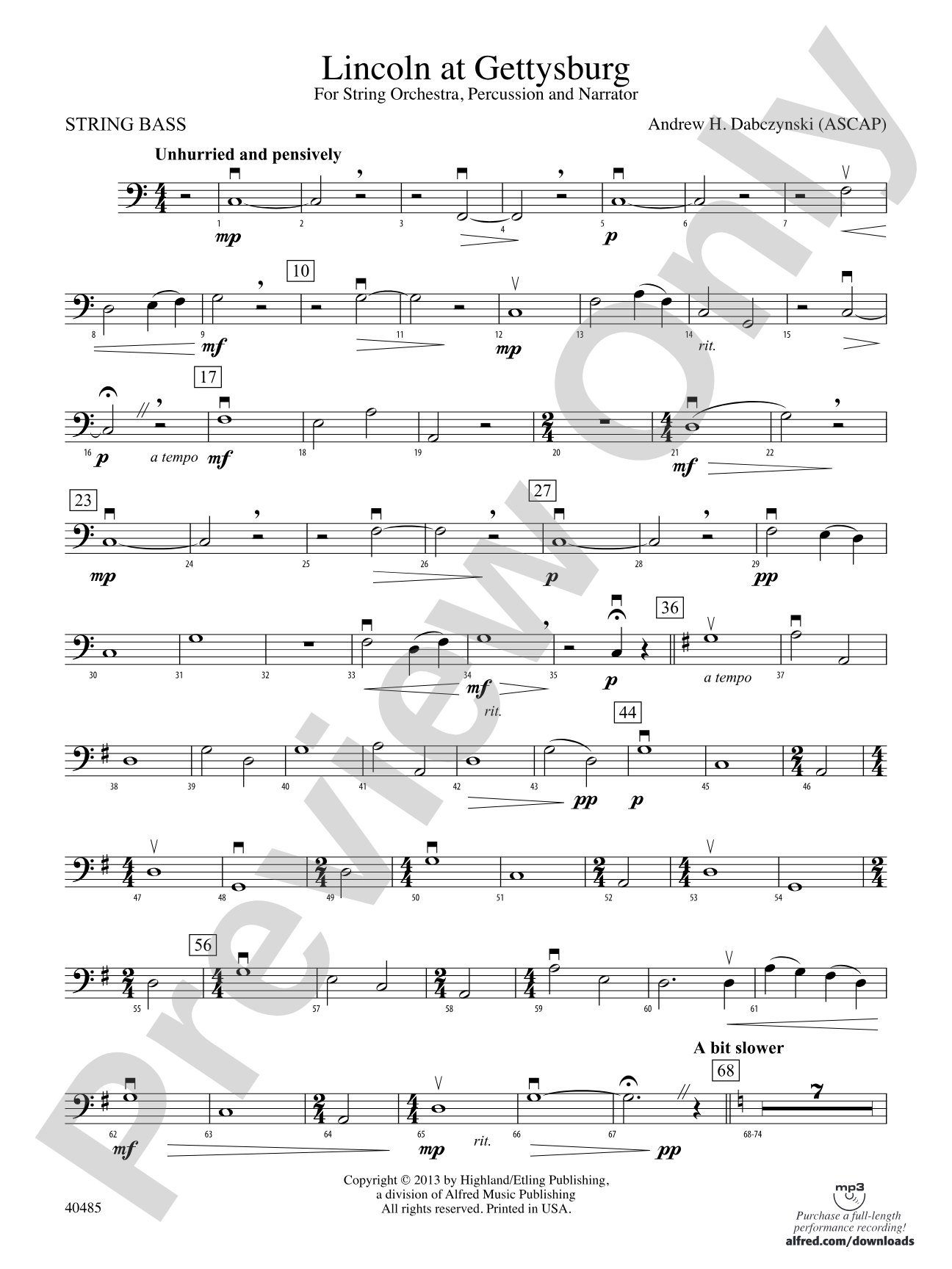 Lincoln at Gettysburg: String Bass