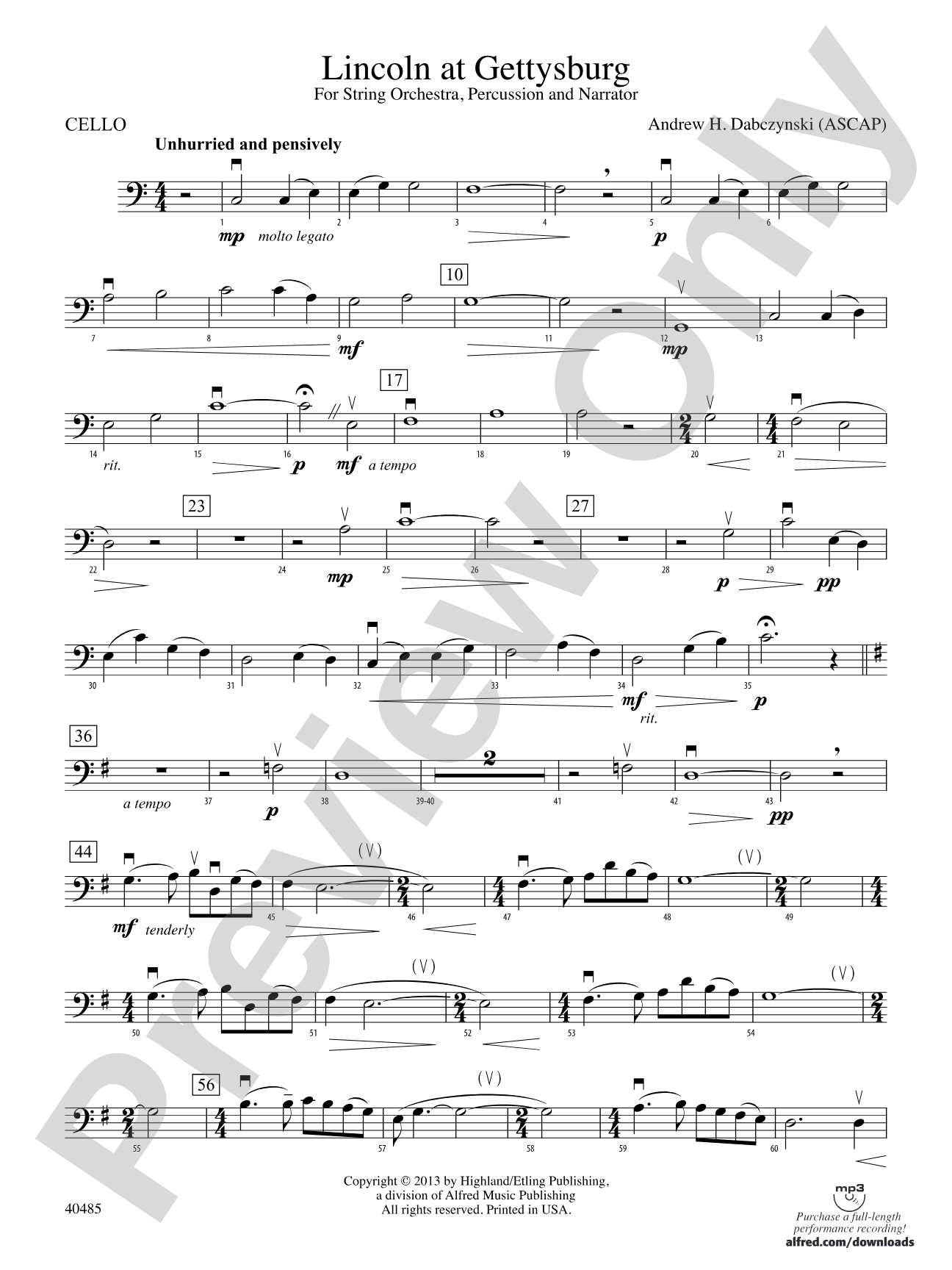 Lincoln at Gettysburg: Cello