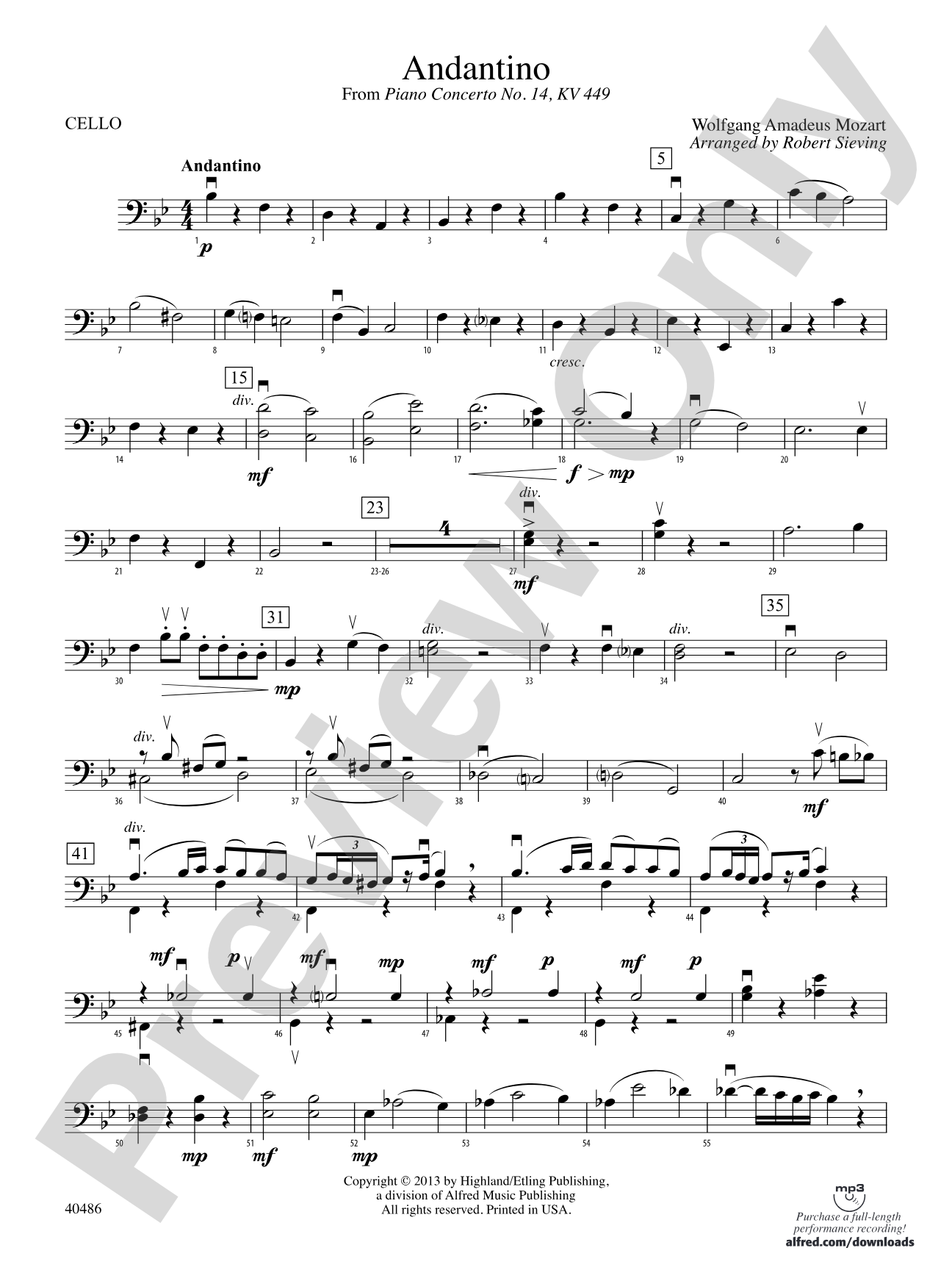 Andantino: Cello