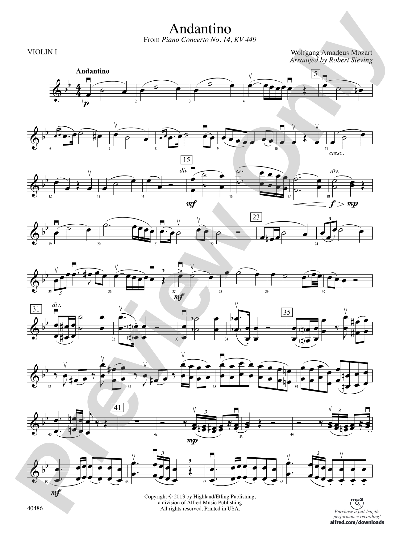 Andantino: 1st Violin