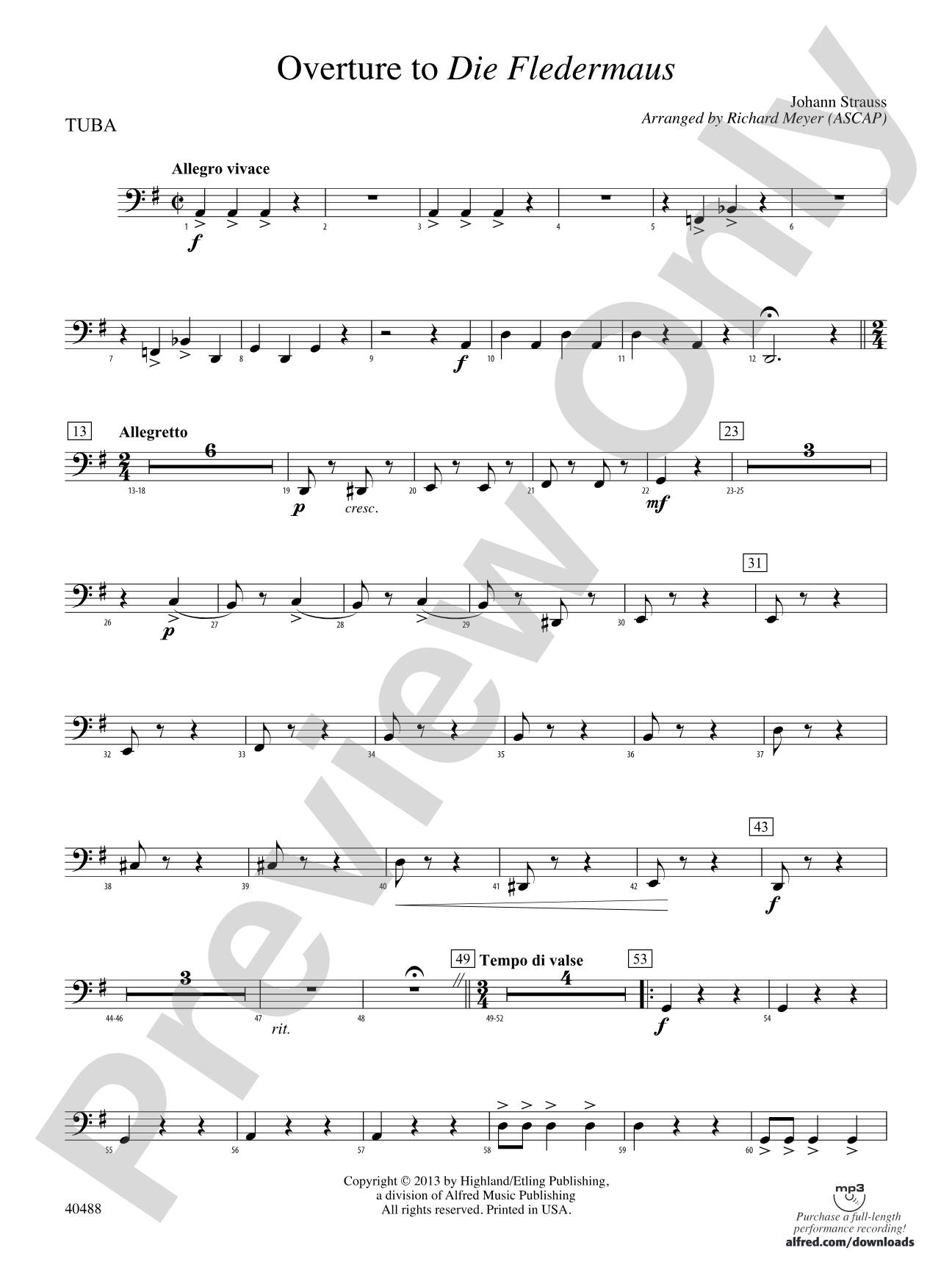 Overture to Die Fledermaus: Tuba