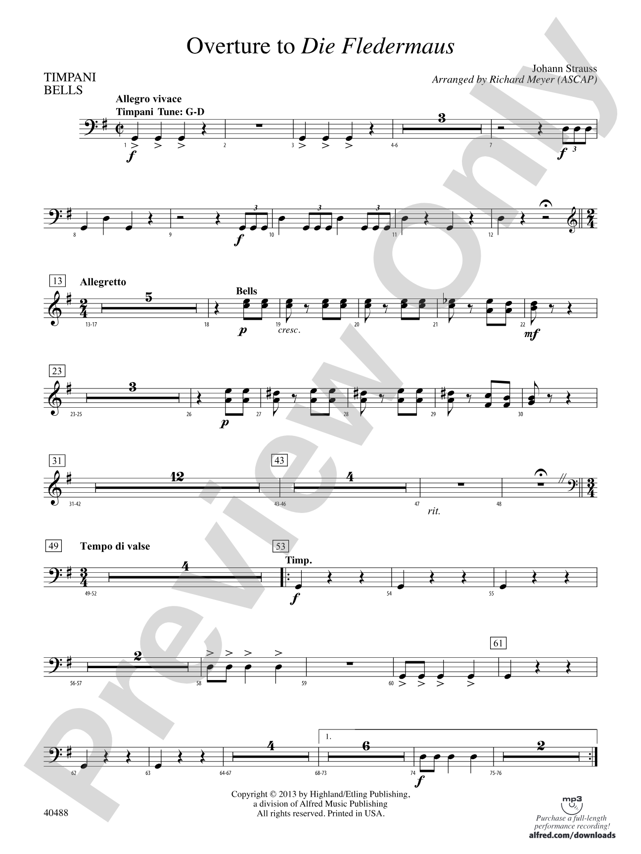 Overture to Die Fledermaus: Timpani