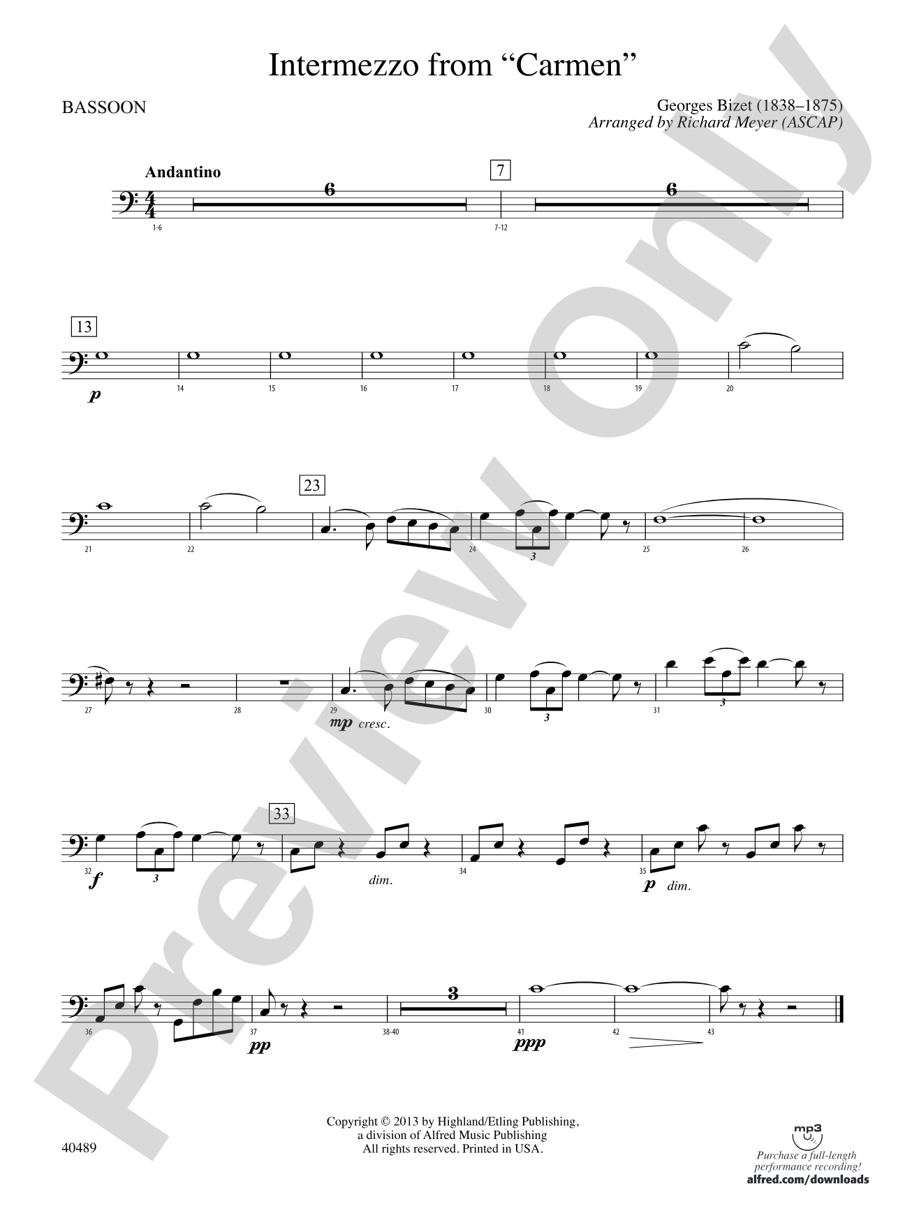 Intermezzo from Carmen: Bassoon