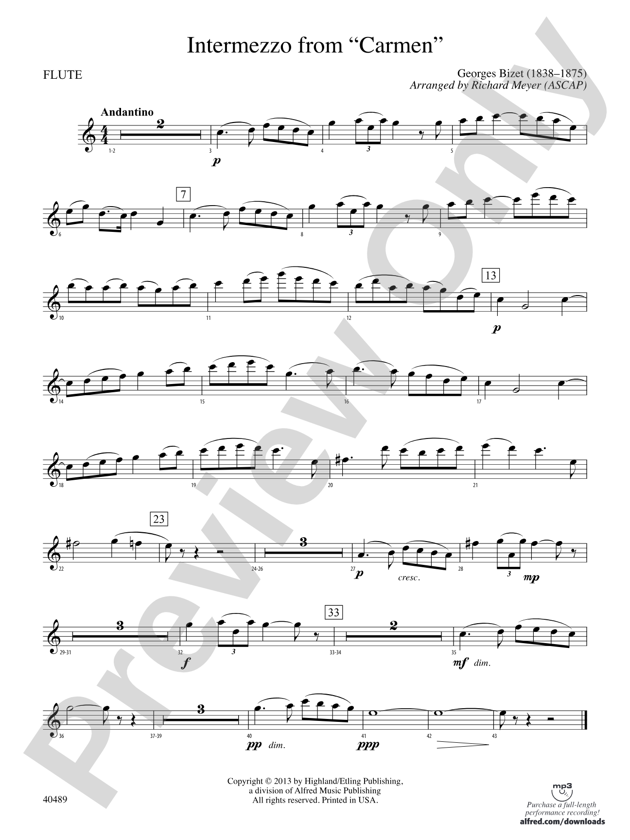 Intermezzo from Carmen: Flute