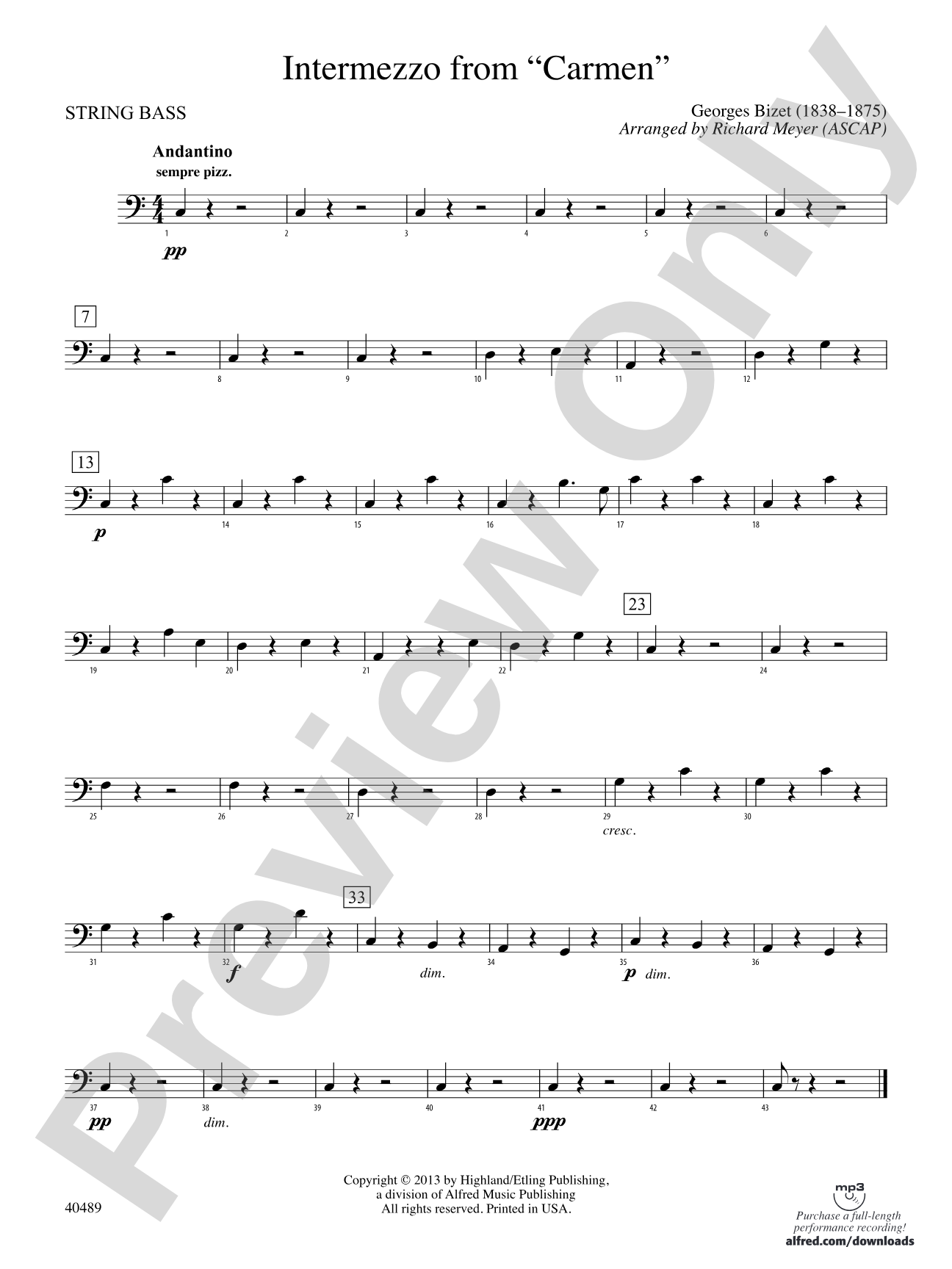 Intermezzo from Carmen: String Bass