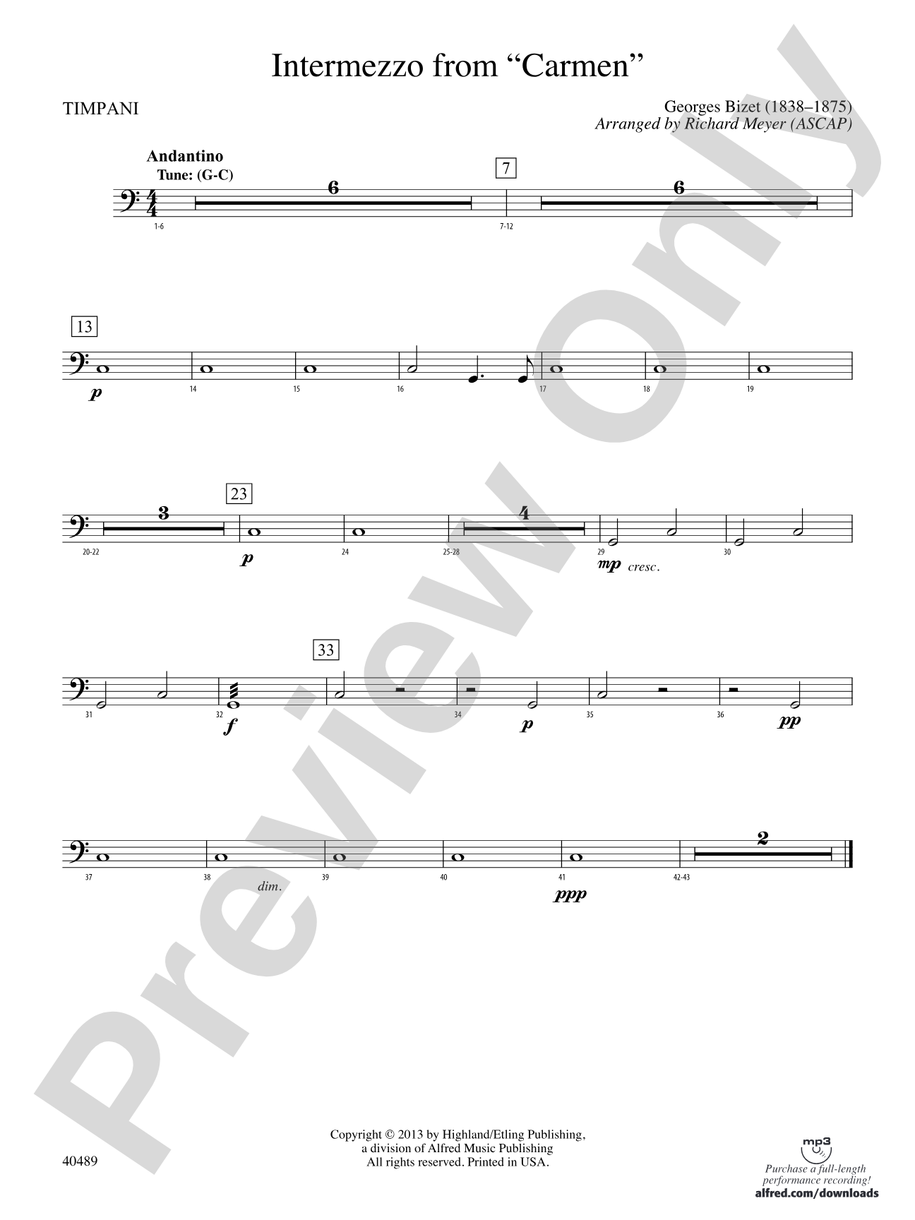 Intermezzo from Carmen: Timpani