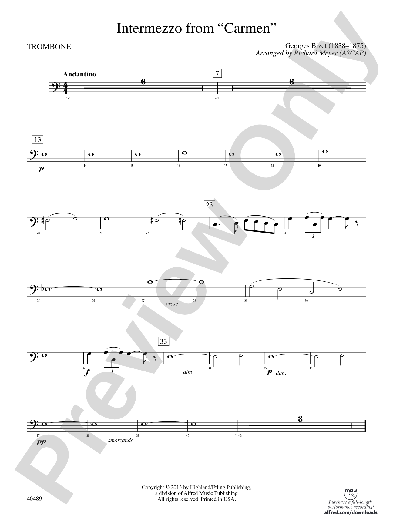 Intermezzo from Carmen: 1st Trombone