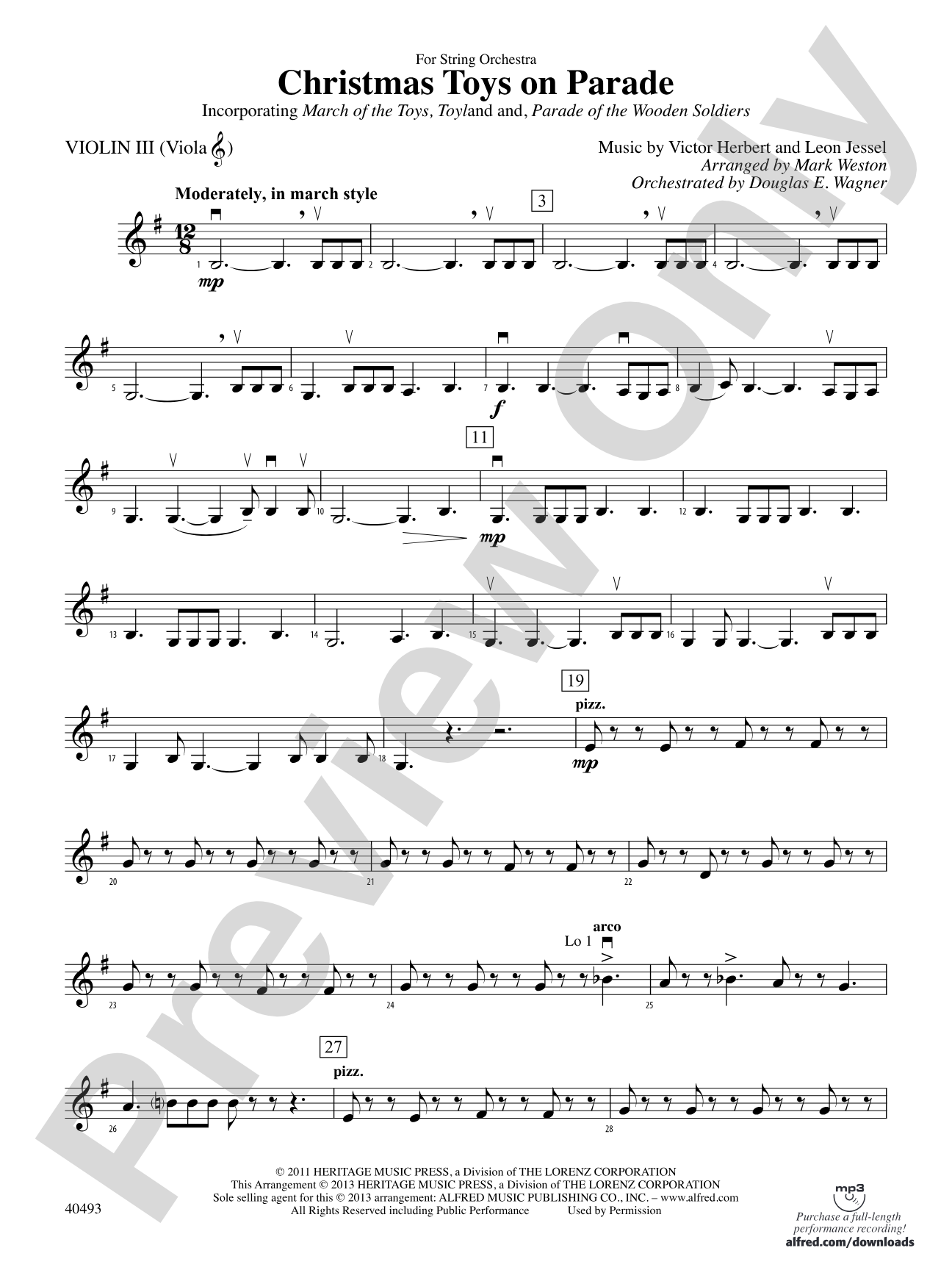 Christmas Toys on Parade: 3rd Violin (Viola [TC])