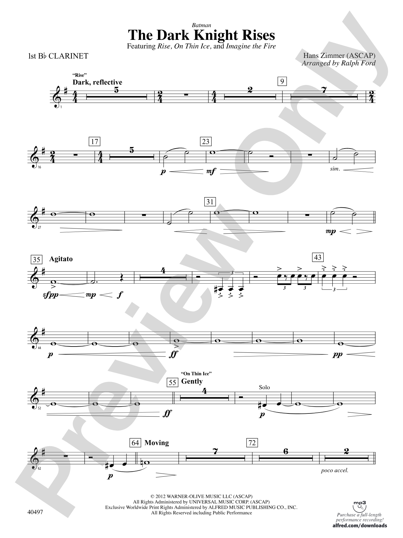 Batman: The Dark Knight Rises: 1st B-flat Clarinet