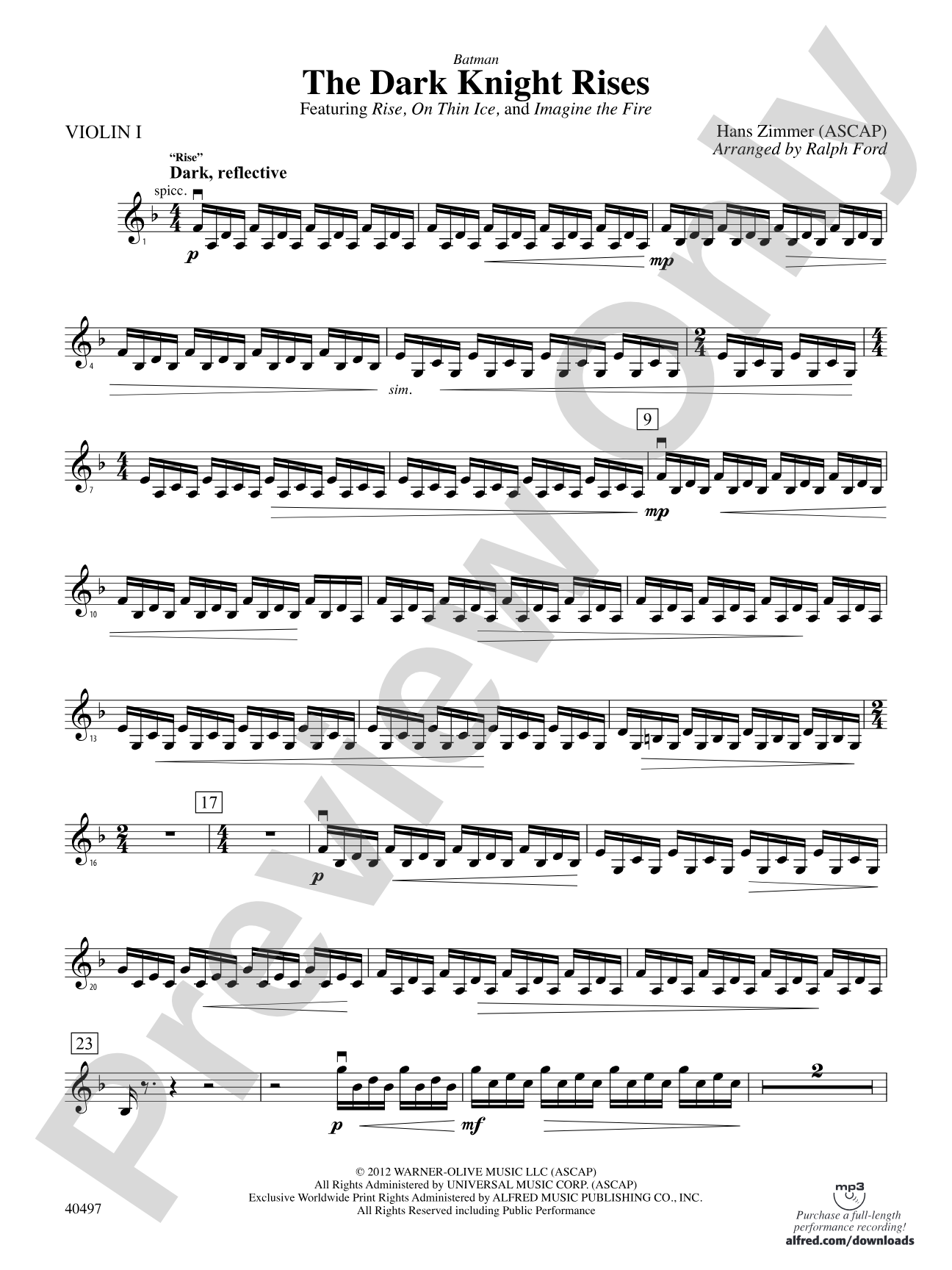 Batman: The Dark Knight Rises: 1st Violin