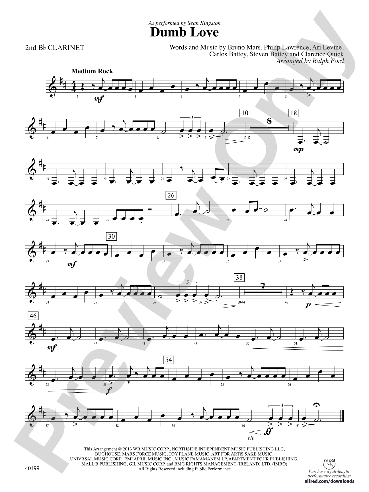 Dumb Love: 2nd B-flat Clarinet