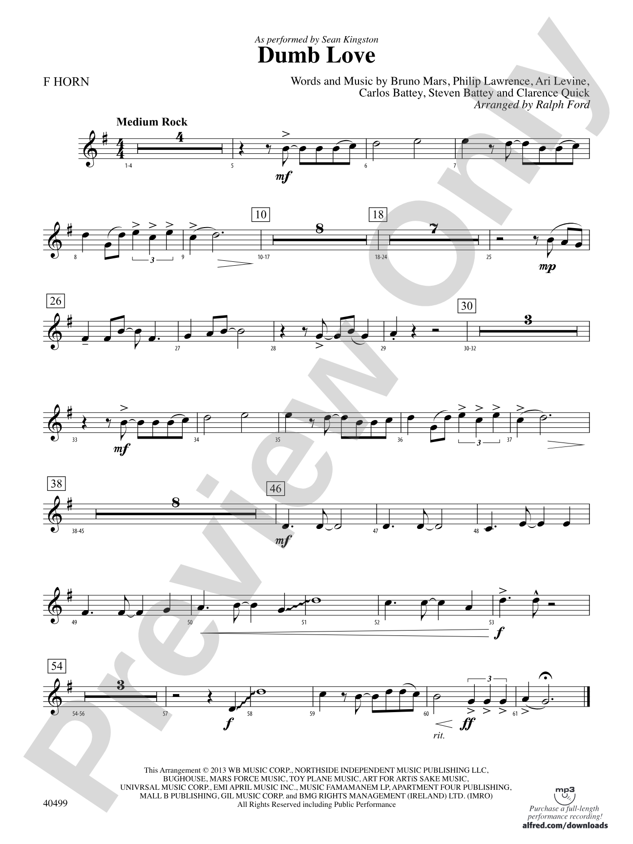 Dumb Love: 1st F Horn