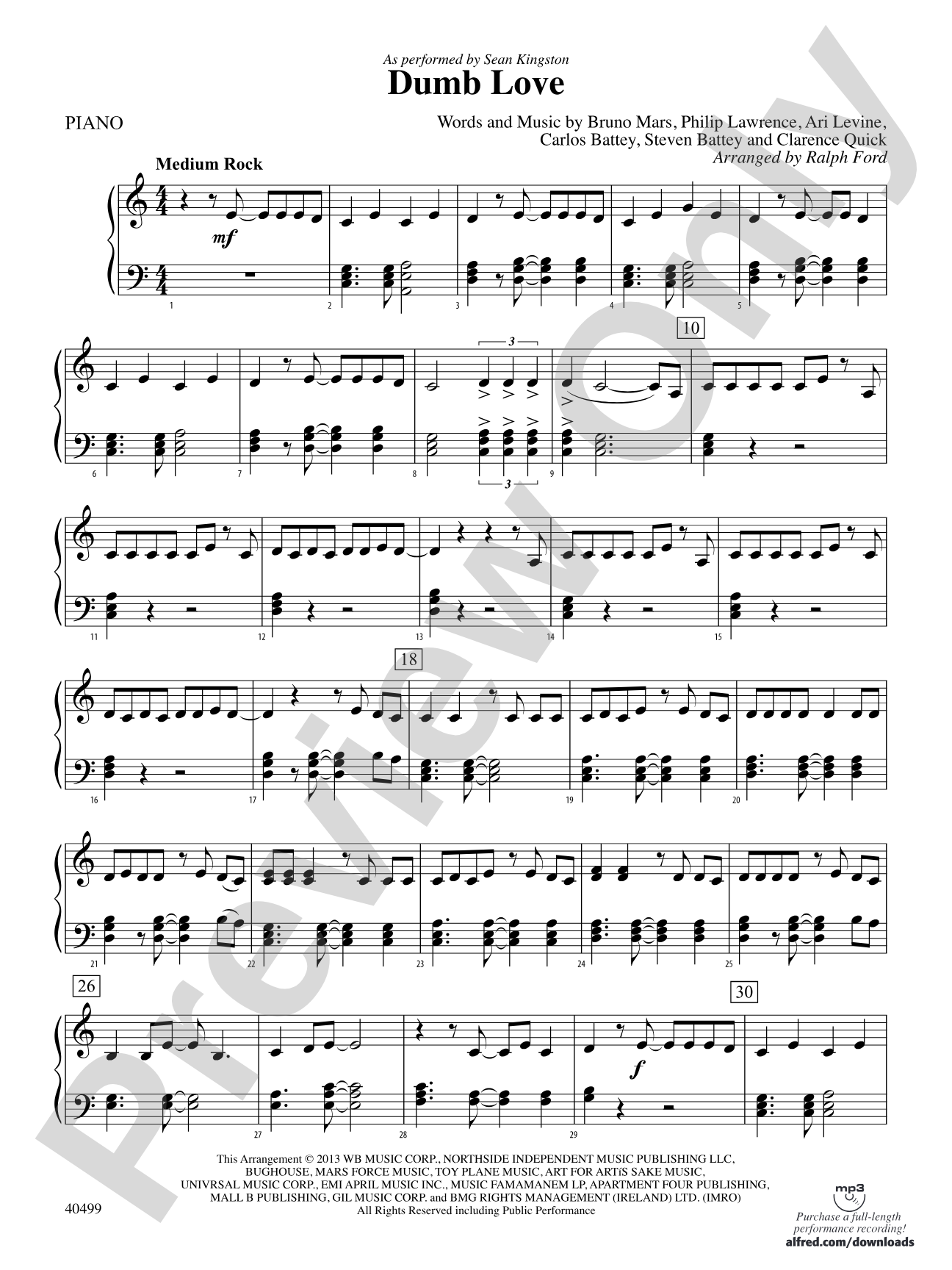 Dumb Love: Piano Accompaniment