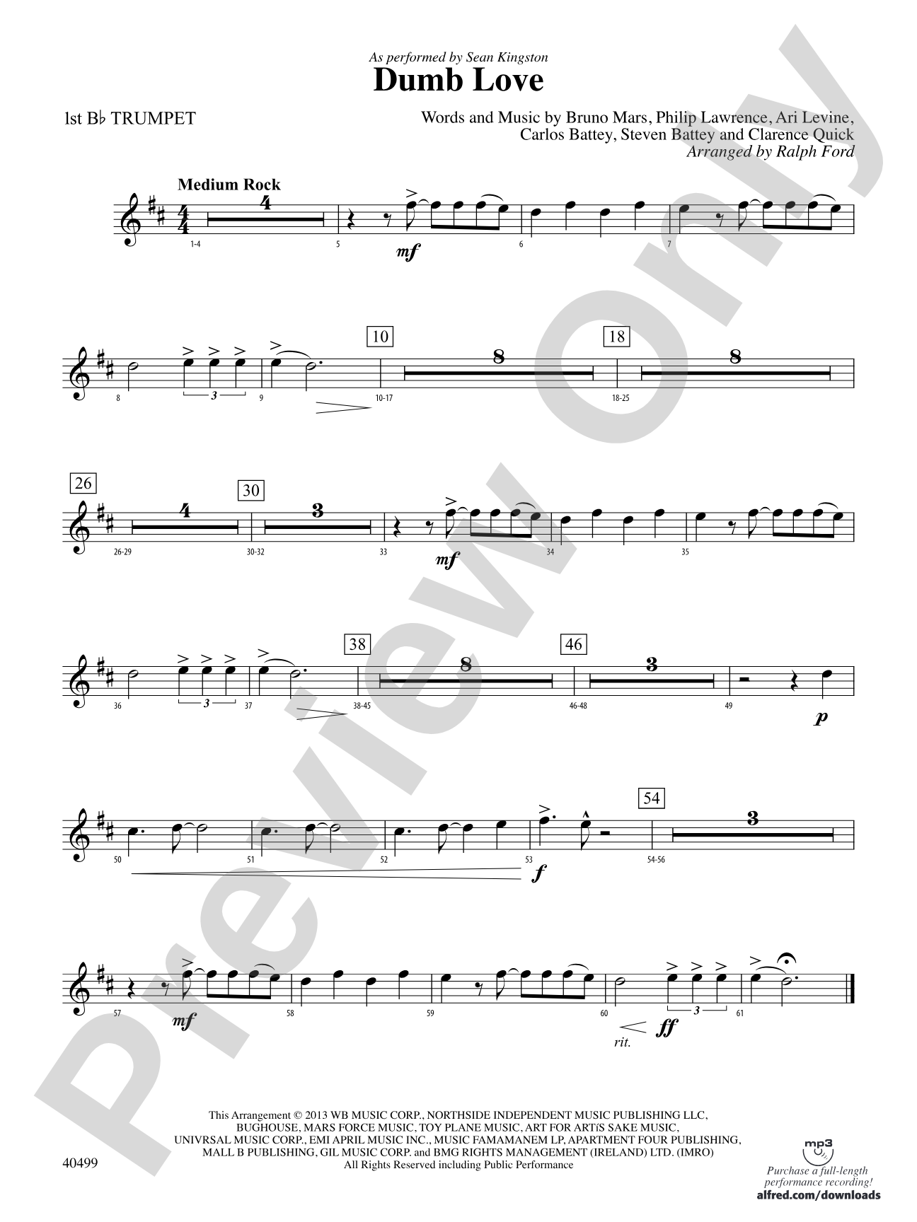 Dumb Love: 1st B-flat Trumpet