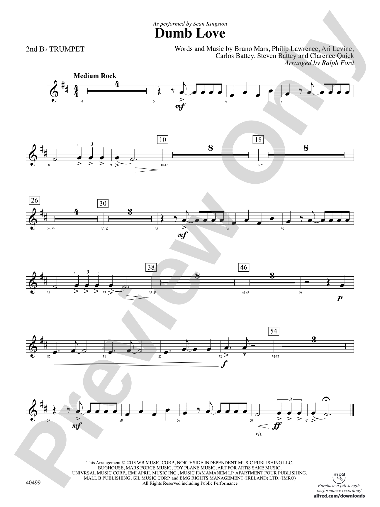 Dumb Love: 2nd B-flat Trumpet