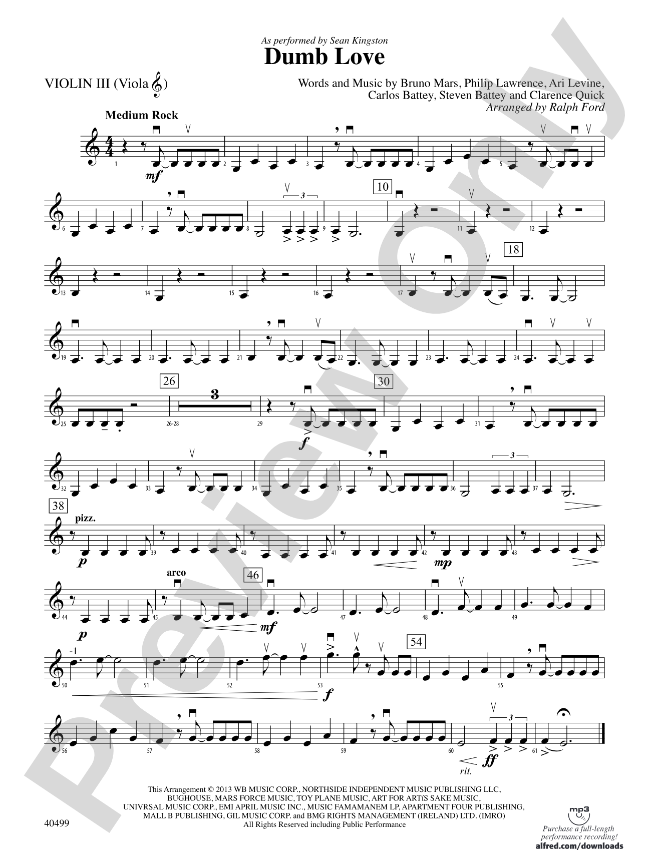 Dumb Love: 3rd Violin (Viola [TC])