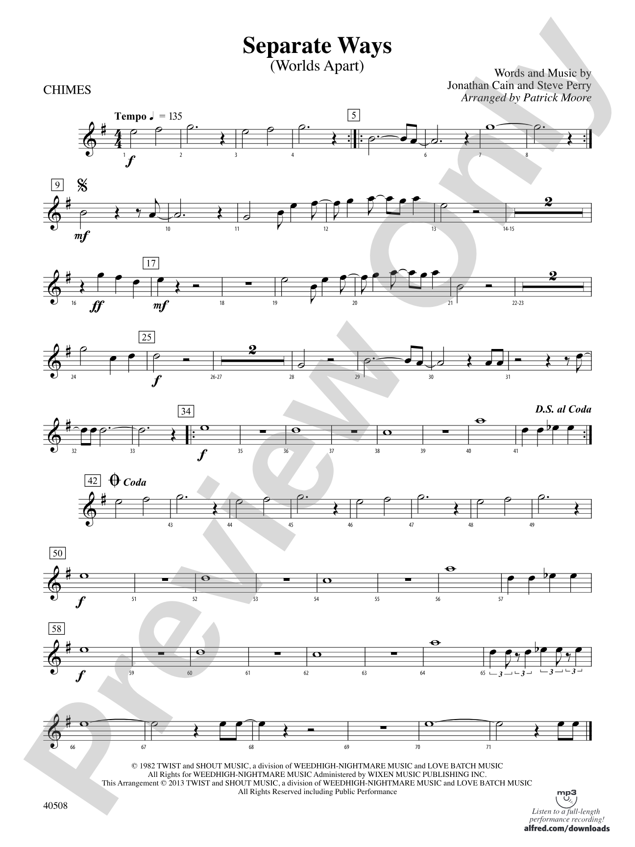Separate Ways (Worlds Apart): Chimes