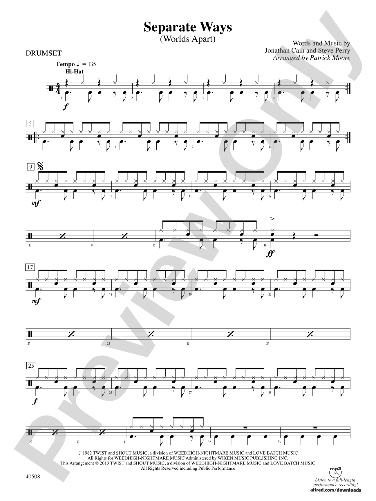 Separate Ways (Worlds Apart): Drums