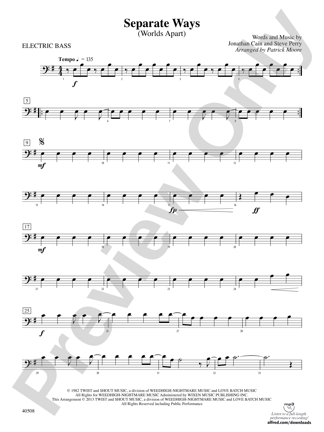 Separate Ways (Worlds Apart): Electric Bass