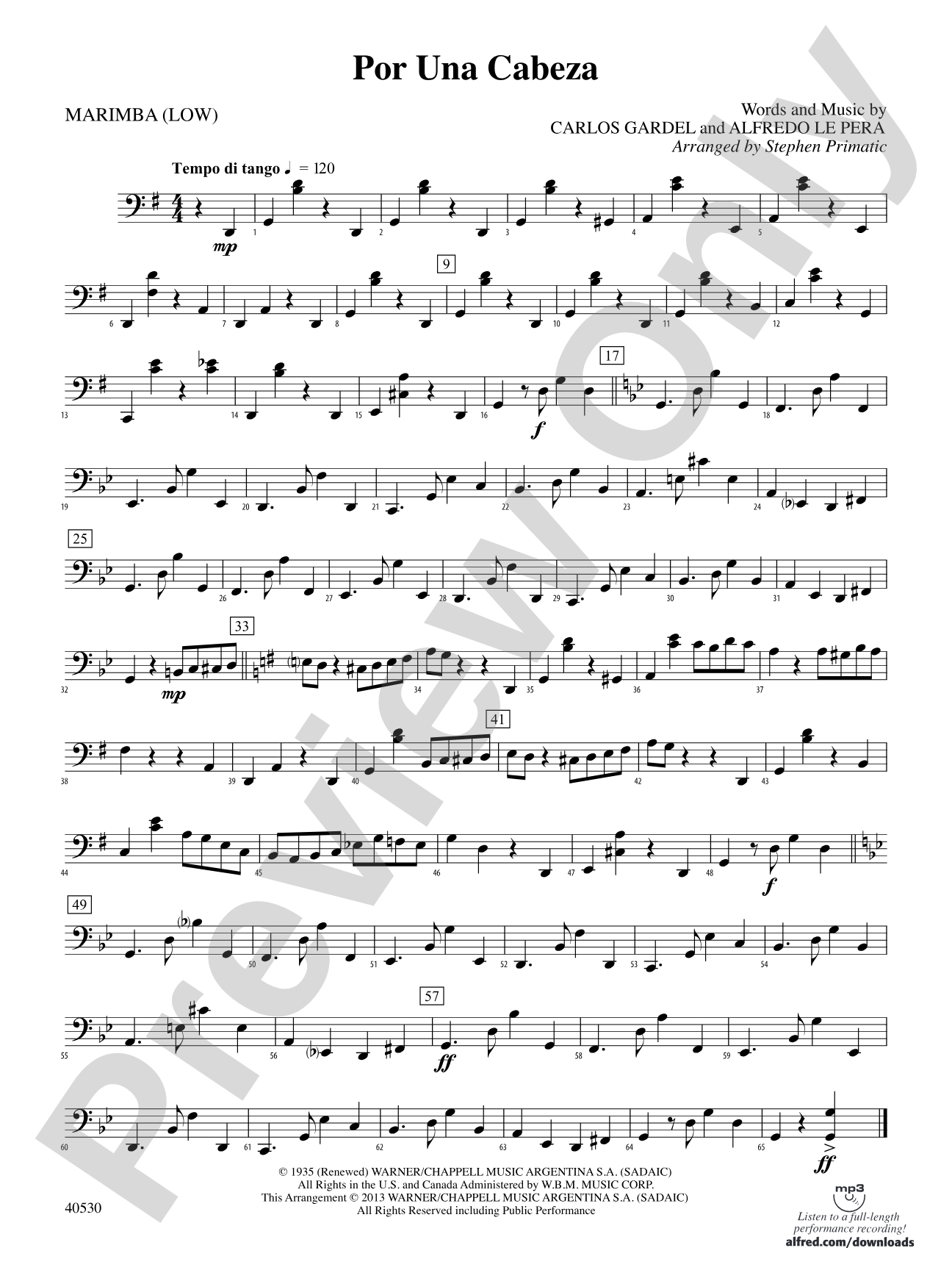 Por Una Cabeza: 3rd Mallet Percussion