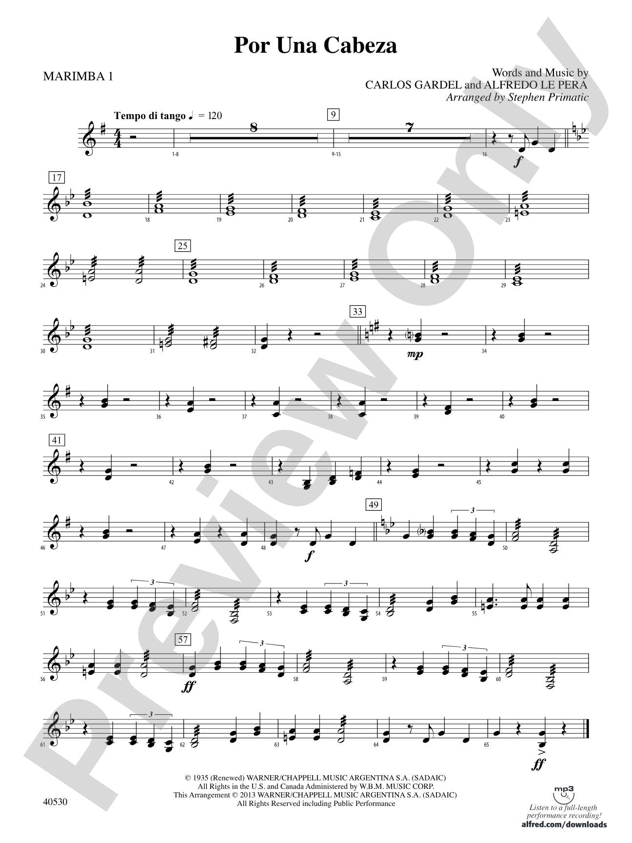 Por Una Cabeza: Mallet Percussion 4