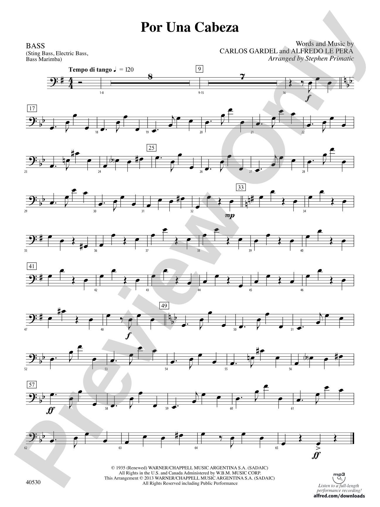 Por Una Cabeza: String Bass