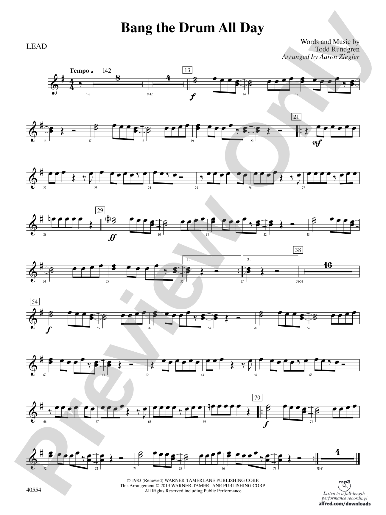 Bang the Drum All Day: 1st Percussion