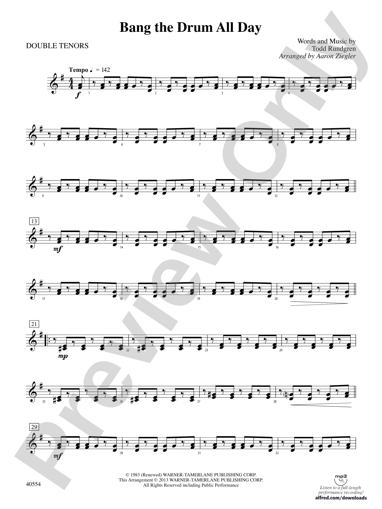 Bang the Drum All Day: 2nd Percussion