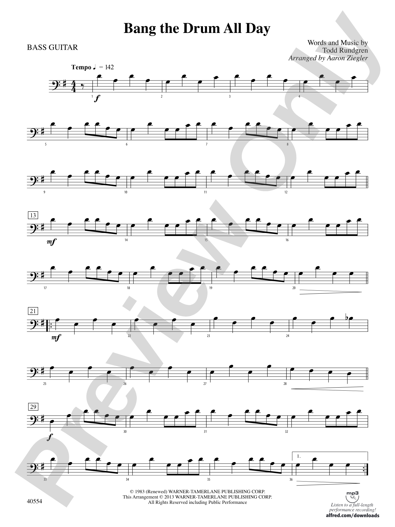 Bang the Drum All Day: String Bass