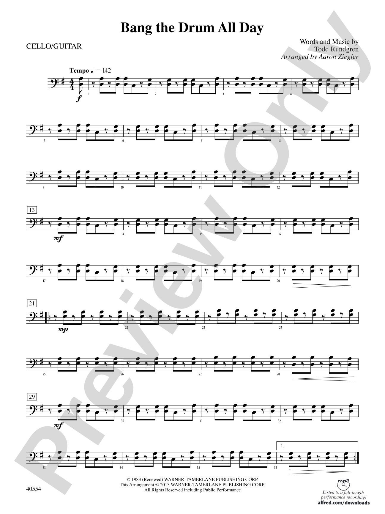 Bang the Drum All Day: Cello
