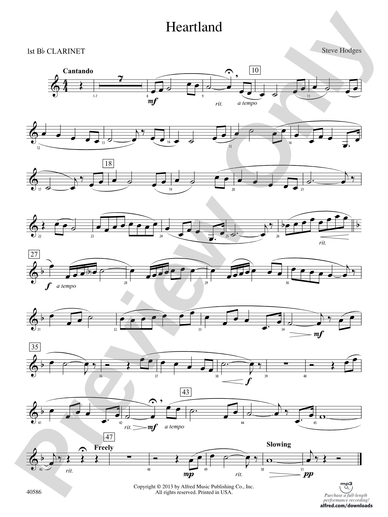Heartland: 1st B-flat Clarinet