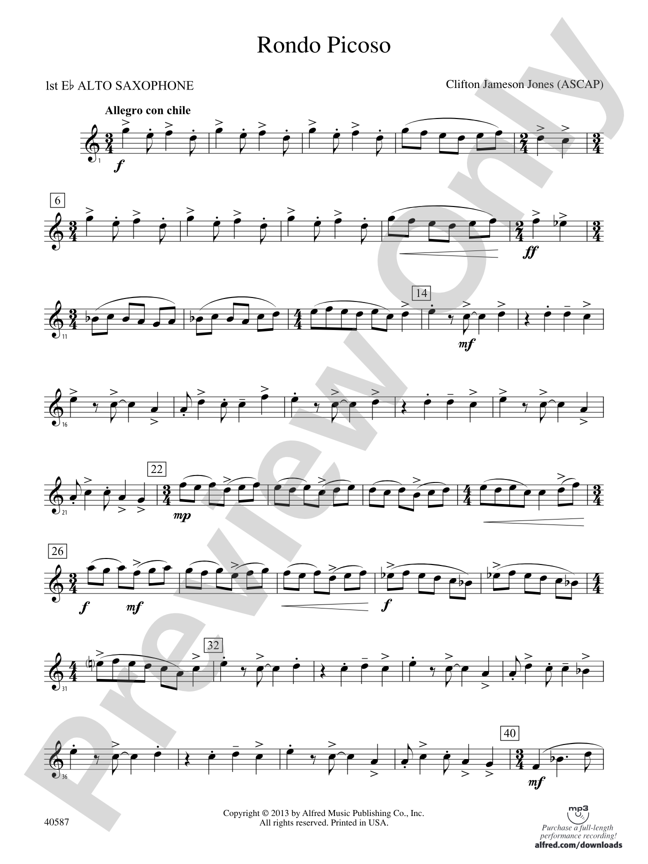 Rondo Picoso: E-flat Alto Saxophone