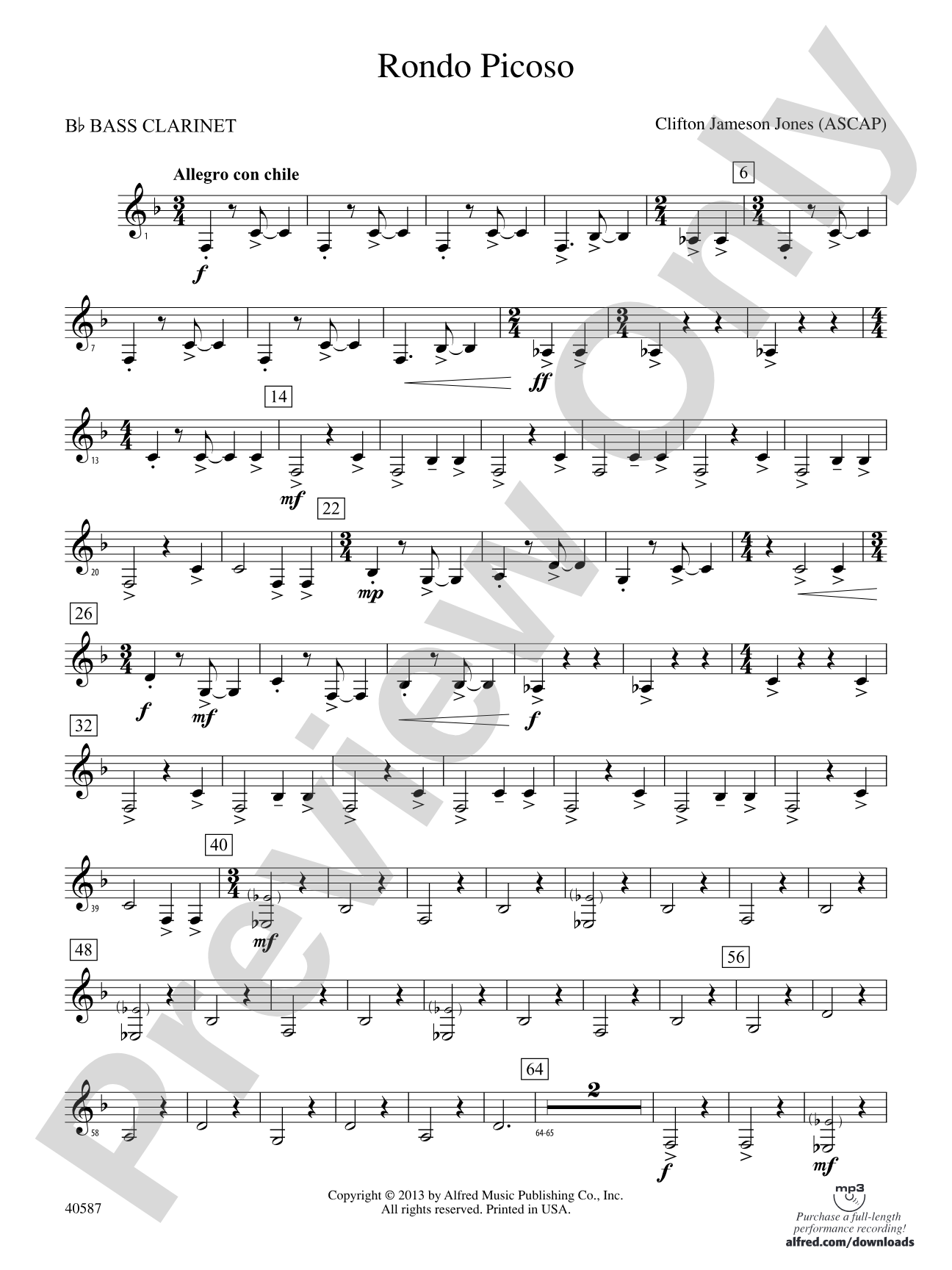Rondo Picoso: B-flat Bass Clarinet