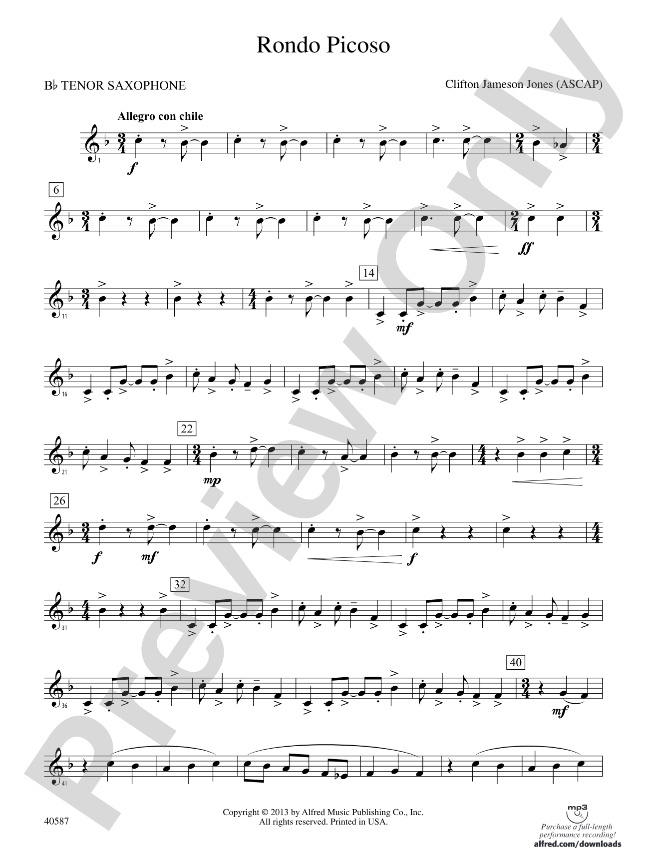 Rondo Picoso: B-flat Tenor Saxophone