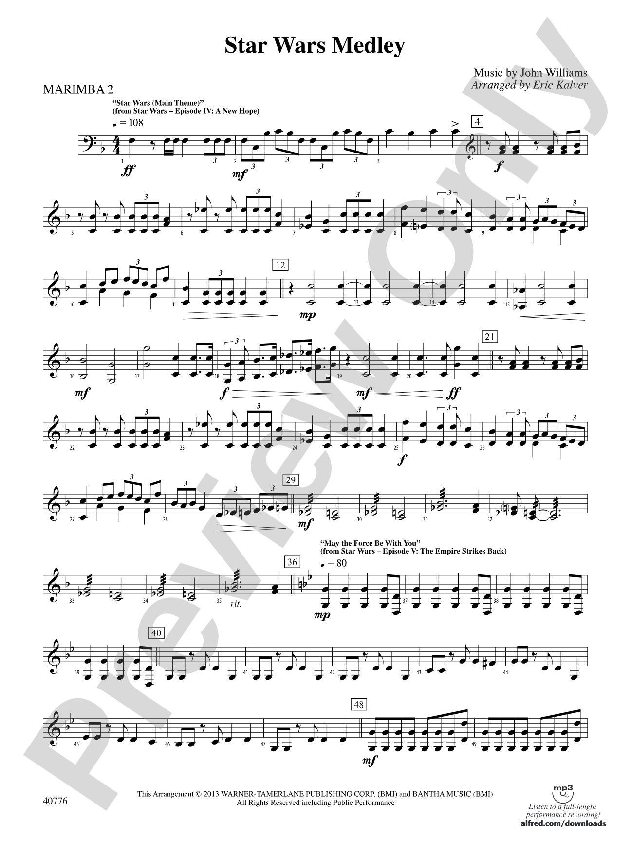 Star Wars Medley: 2nd Mallet Percussion