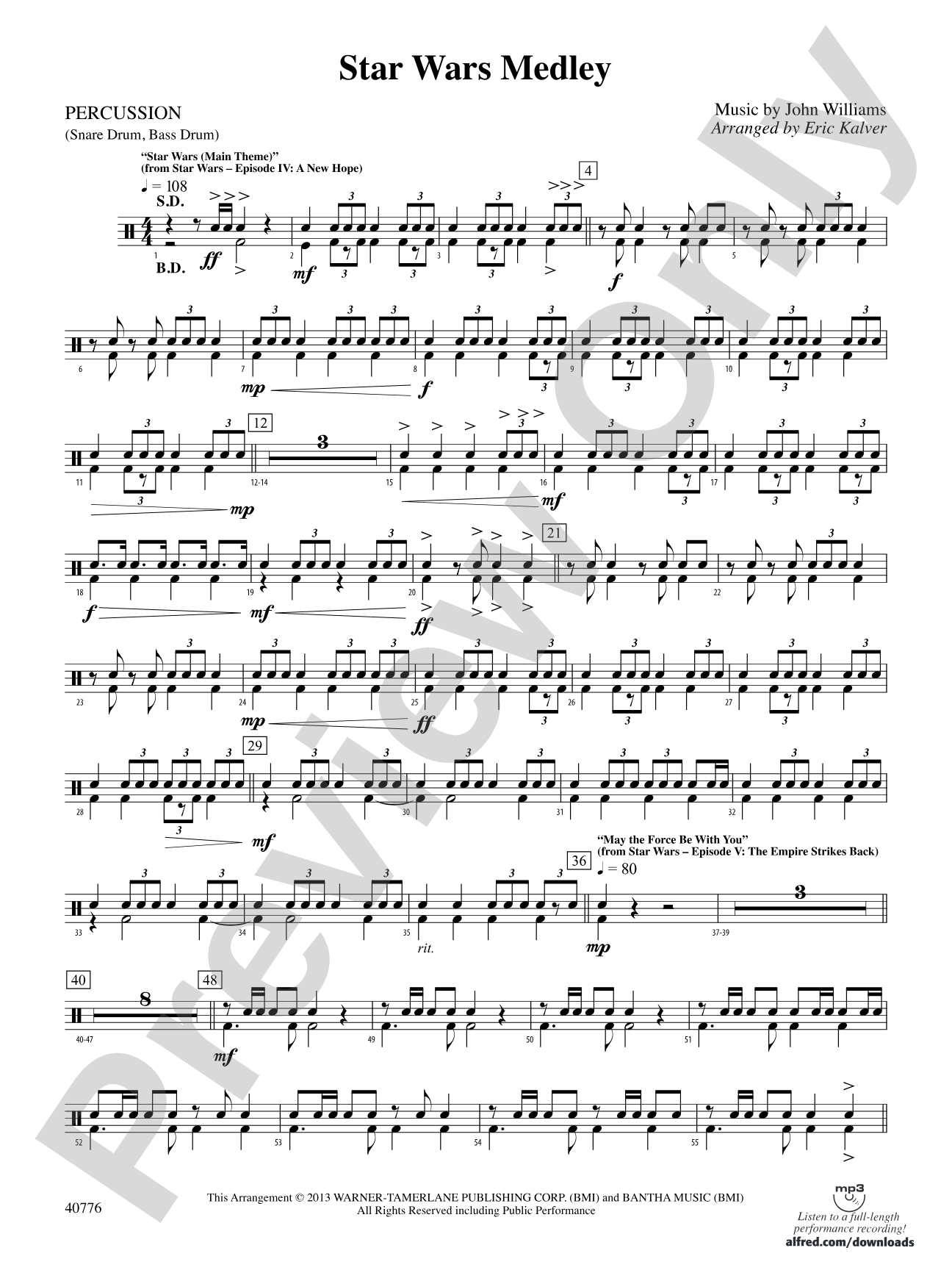 Star Wars Medley: 1st Percussion