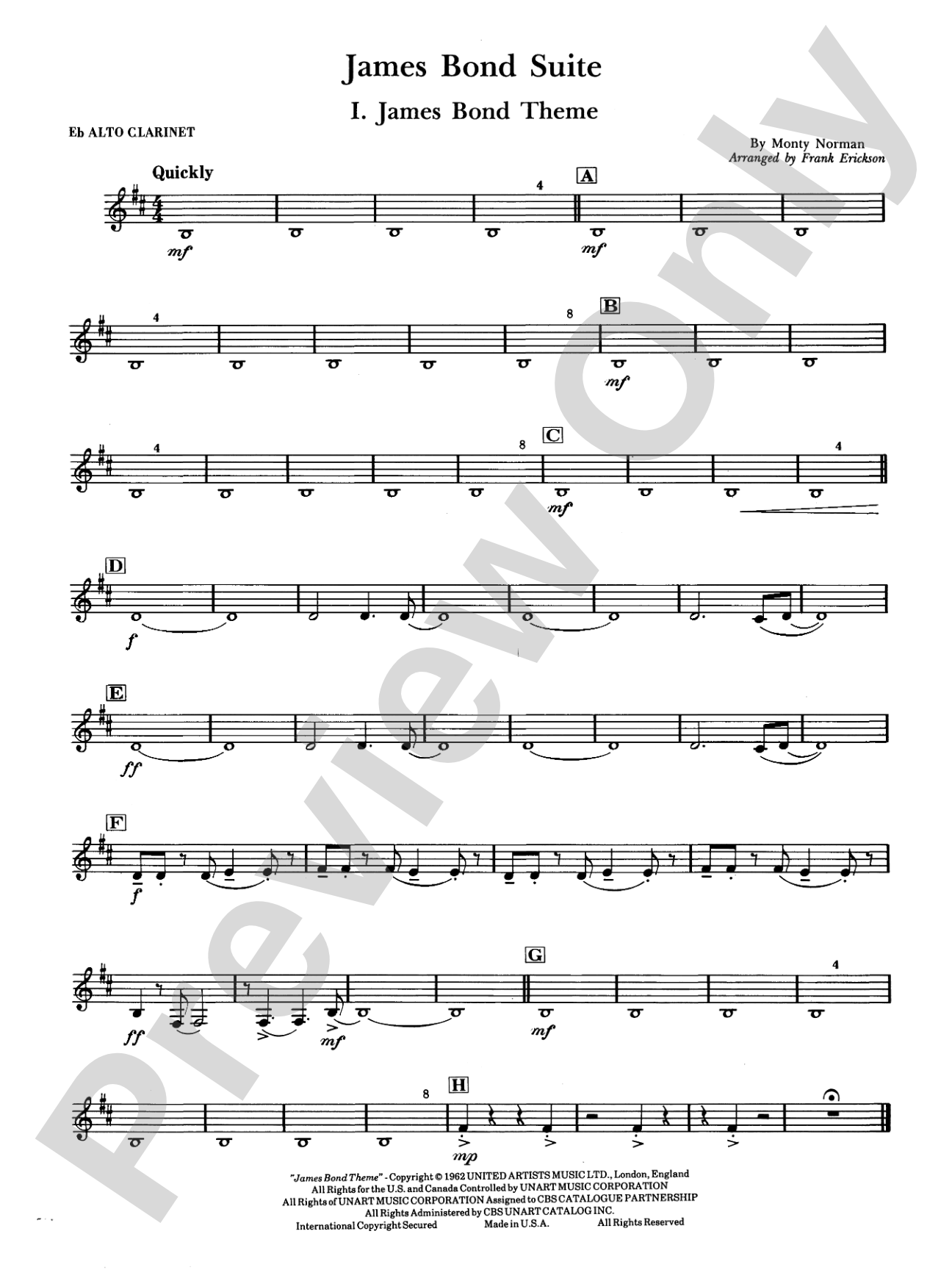 James Bond Suite (Medley): E-flat Alto Clarinet