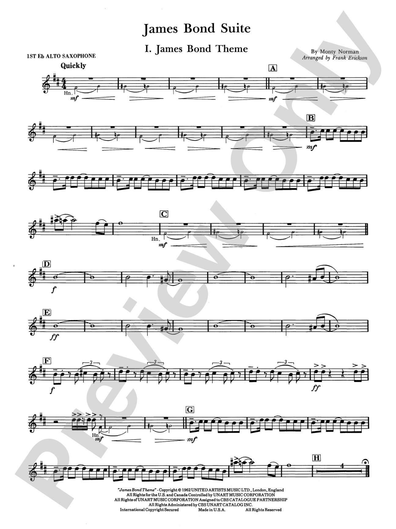 James Bond Suite (Medley): E-flat Alto Saxophone