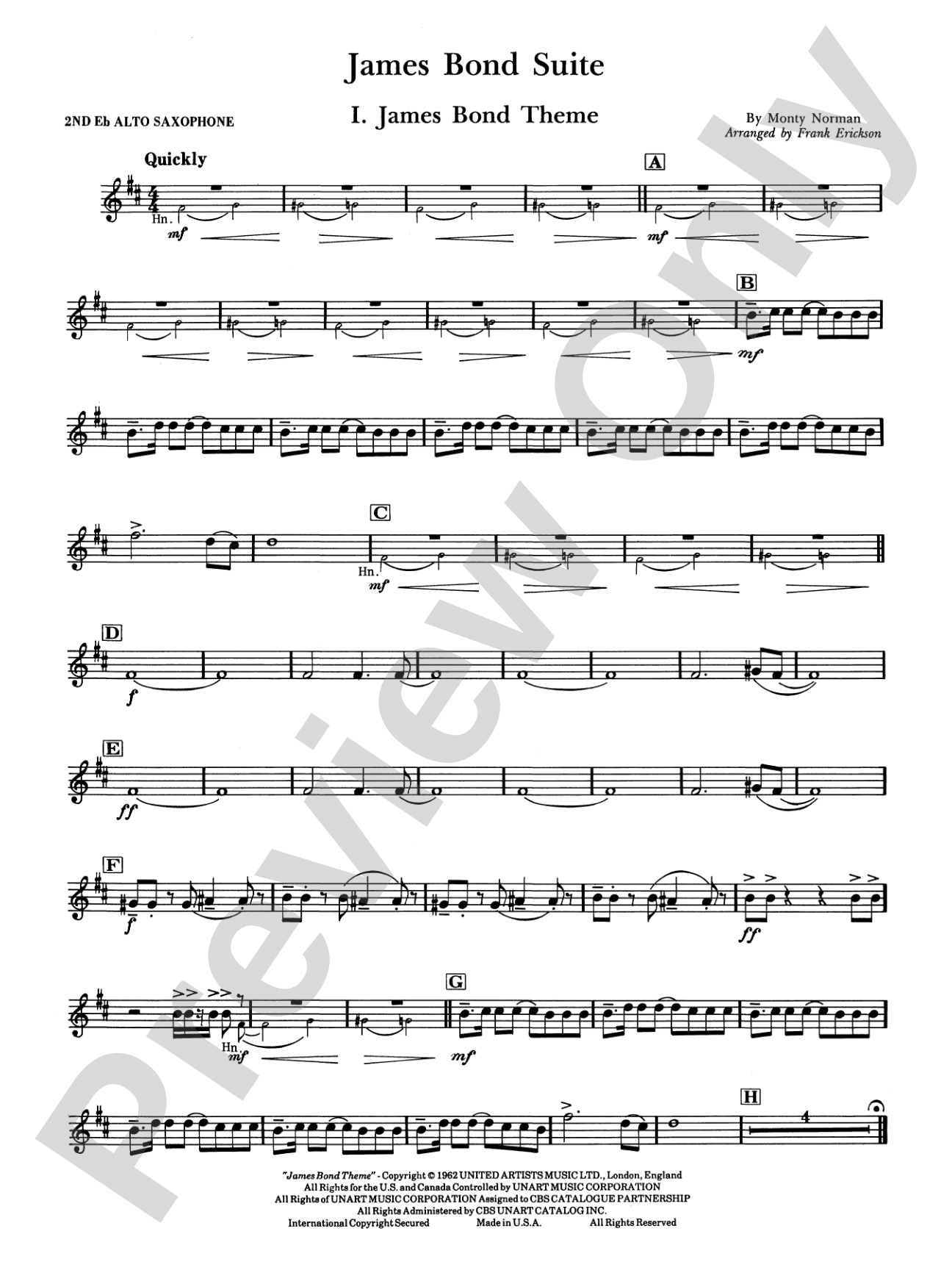James Bond Suite (Medley): 2nd E-flat Alto Saxophone