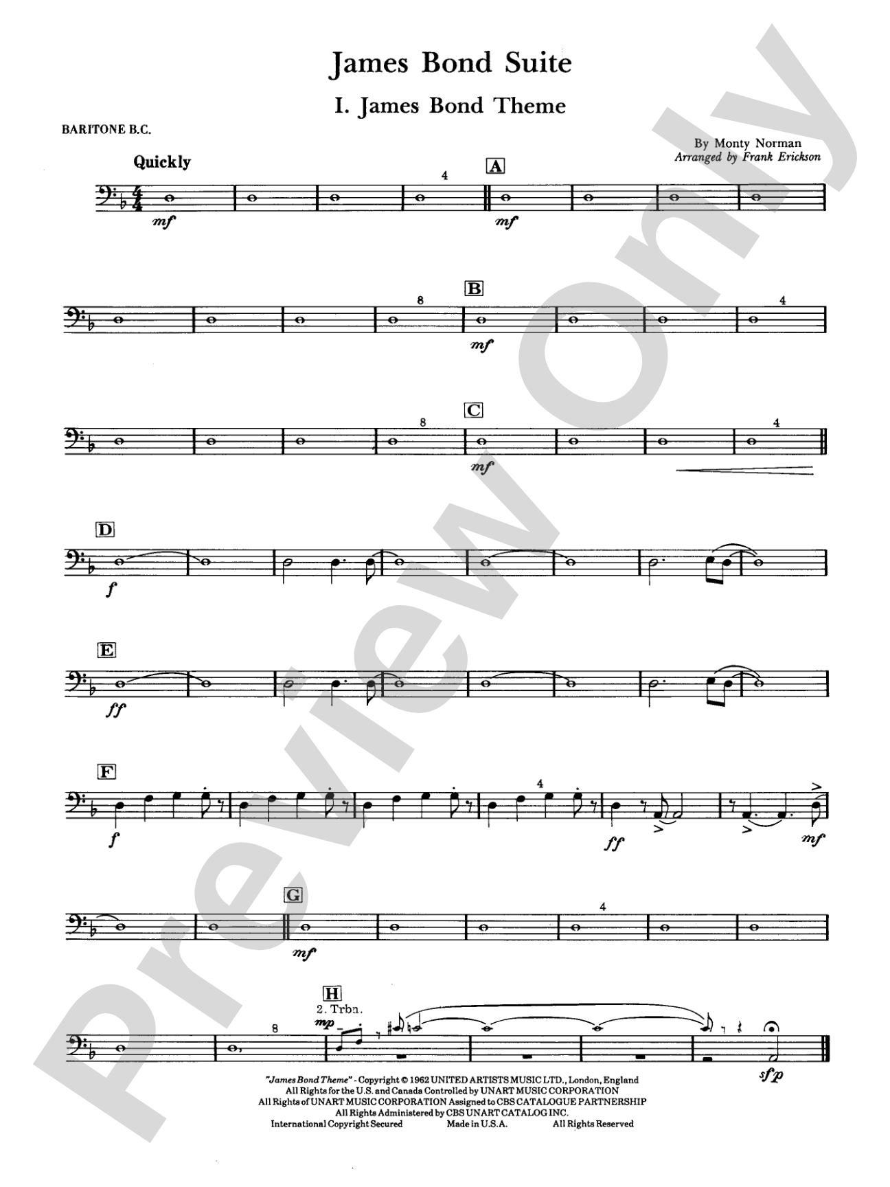 James Bond Suite (Medley): Baritone B.C.
