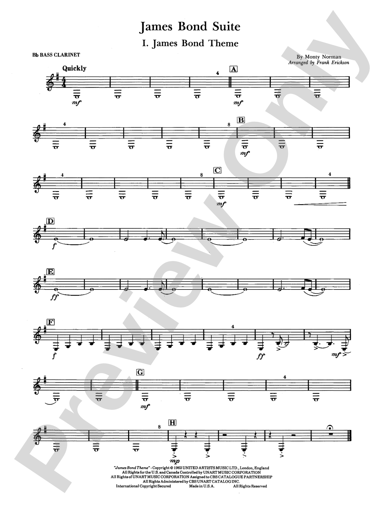 James Bond Suite (Medley): B-flat Bass Clarinet