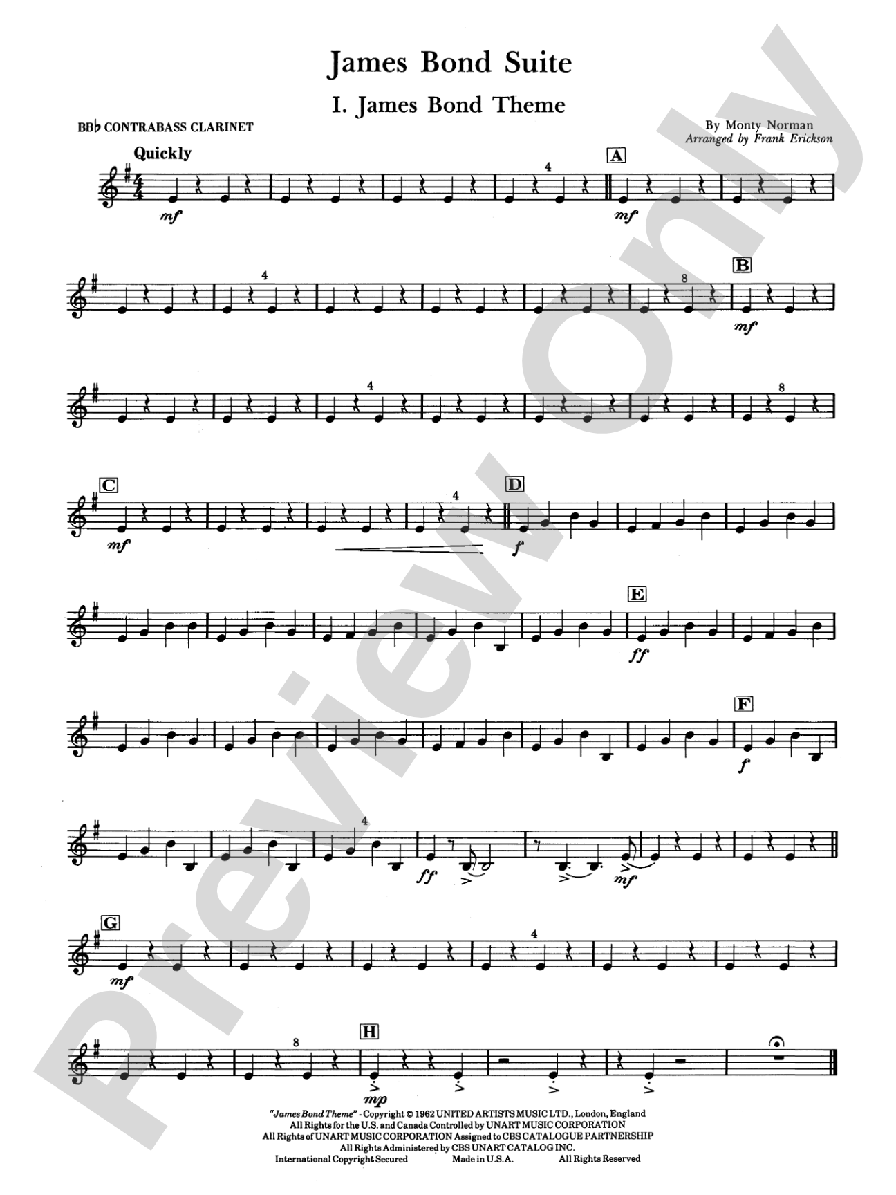 James Bond Suite (Medley): B-flat Contrabass Clarinet