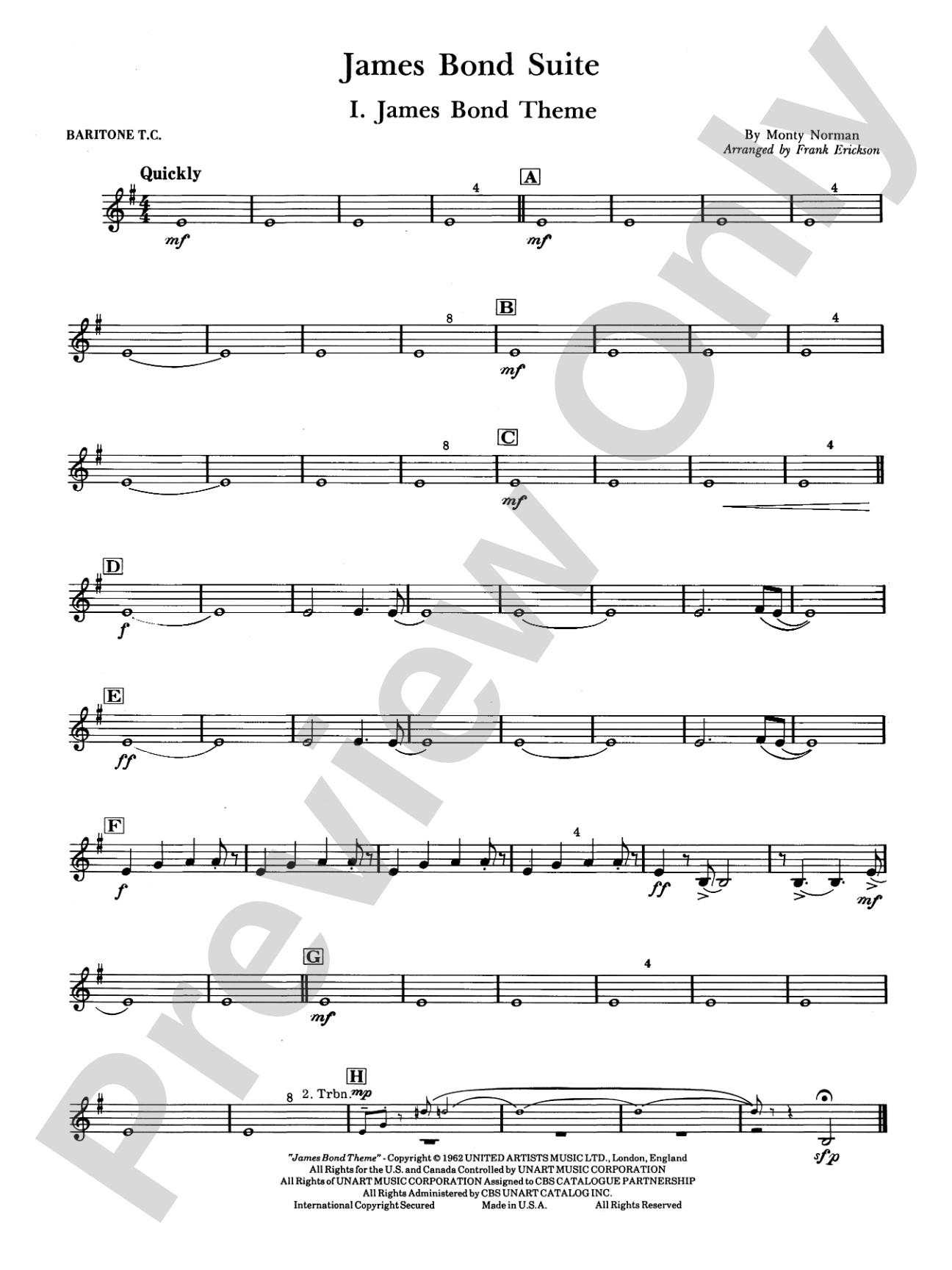 James Bond Suite (Medley): Baritone T.C.