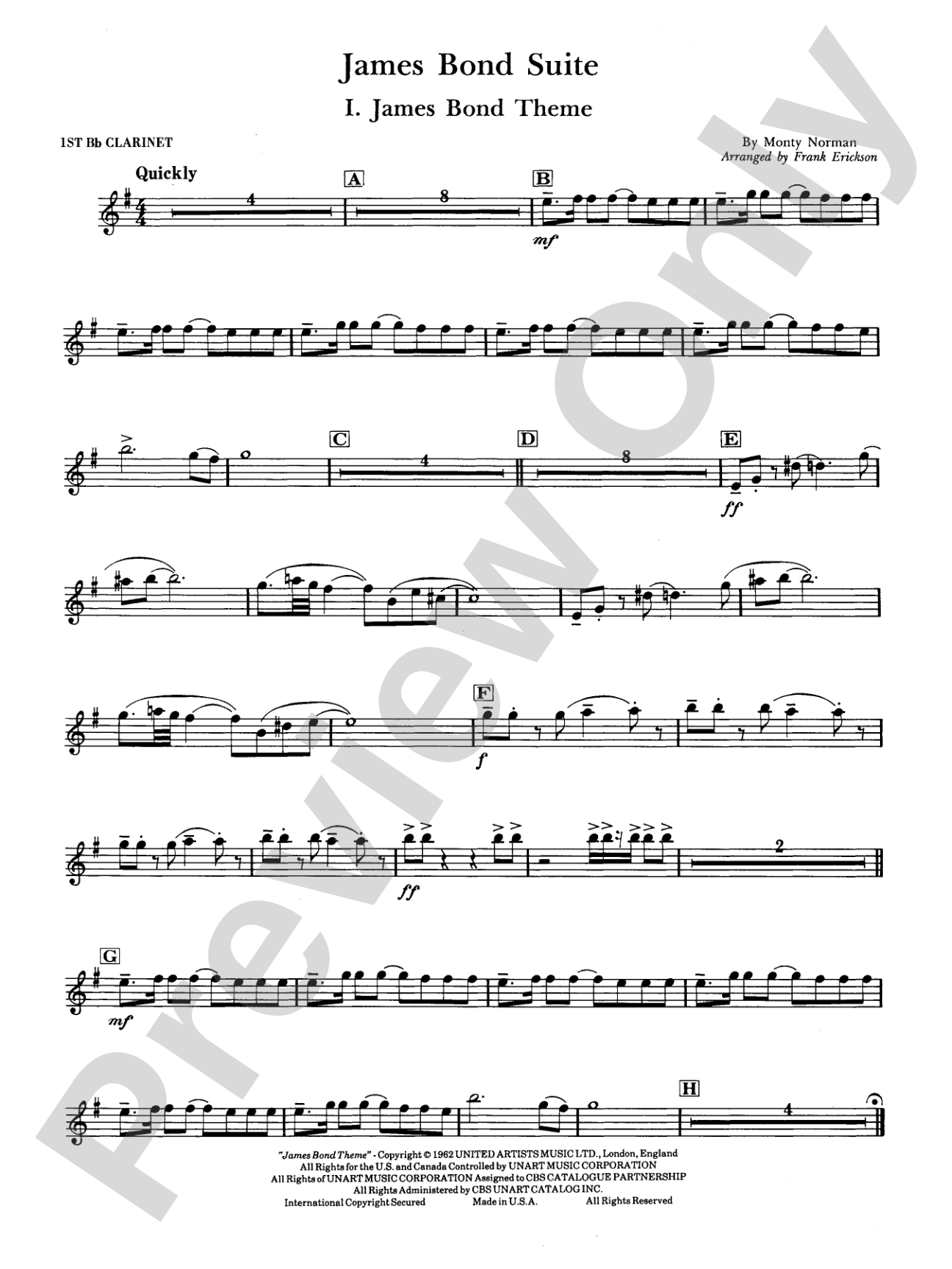 James Bond Suite (Medley): 1st B-flat Clarinet